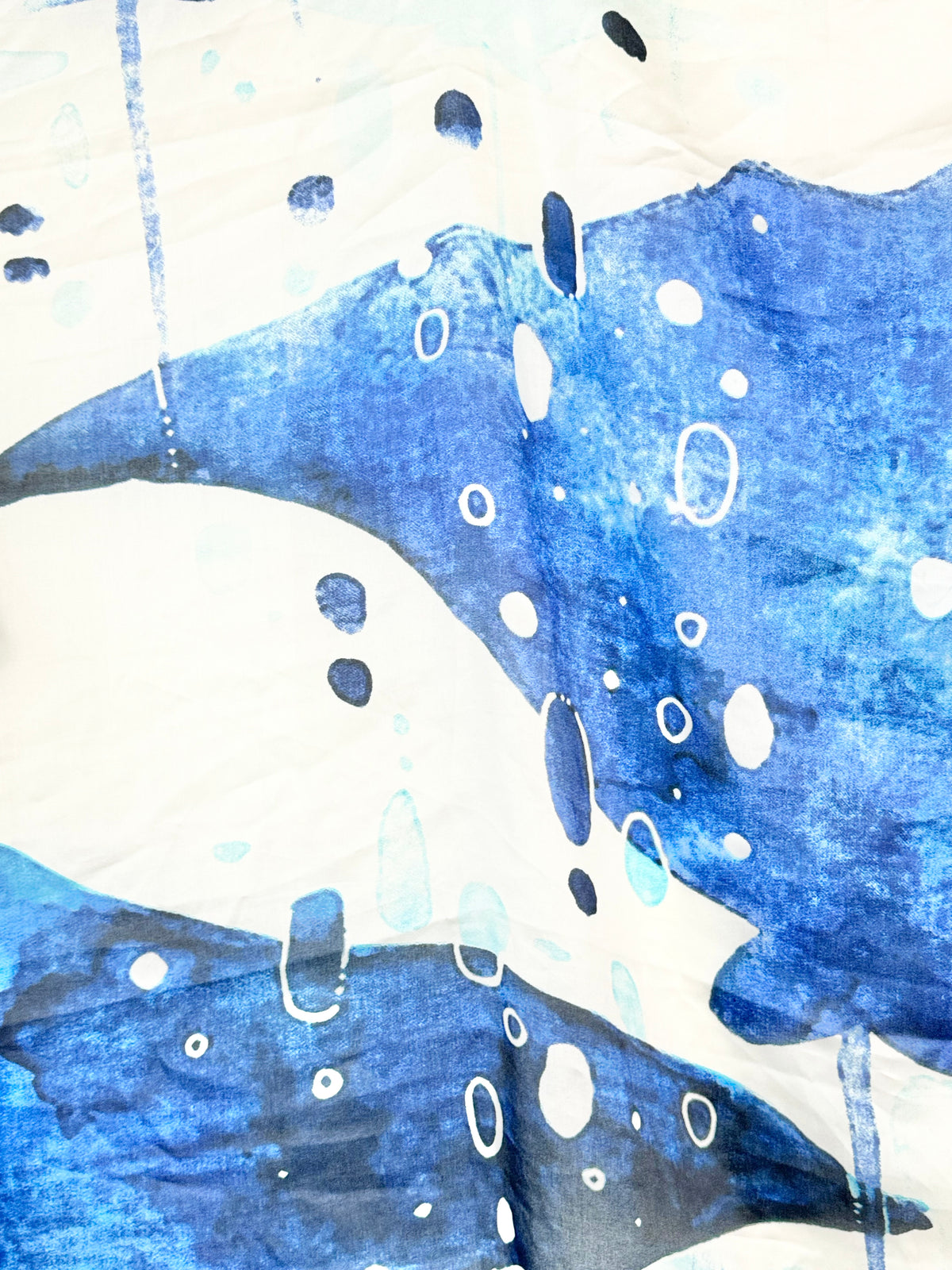 Large Pink & Blue Face Patterned Silky Shawl