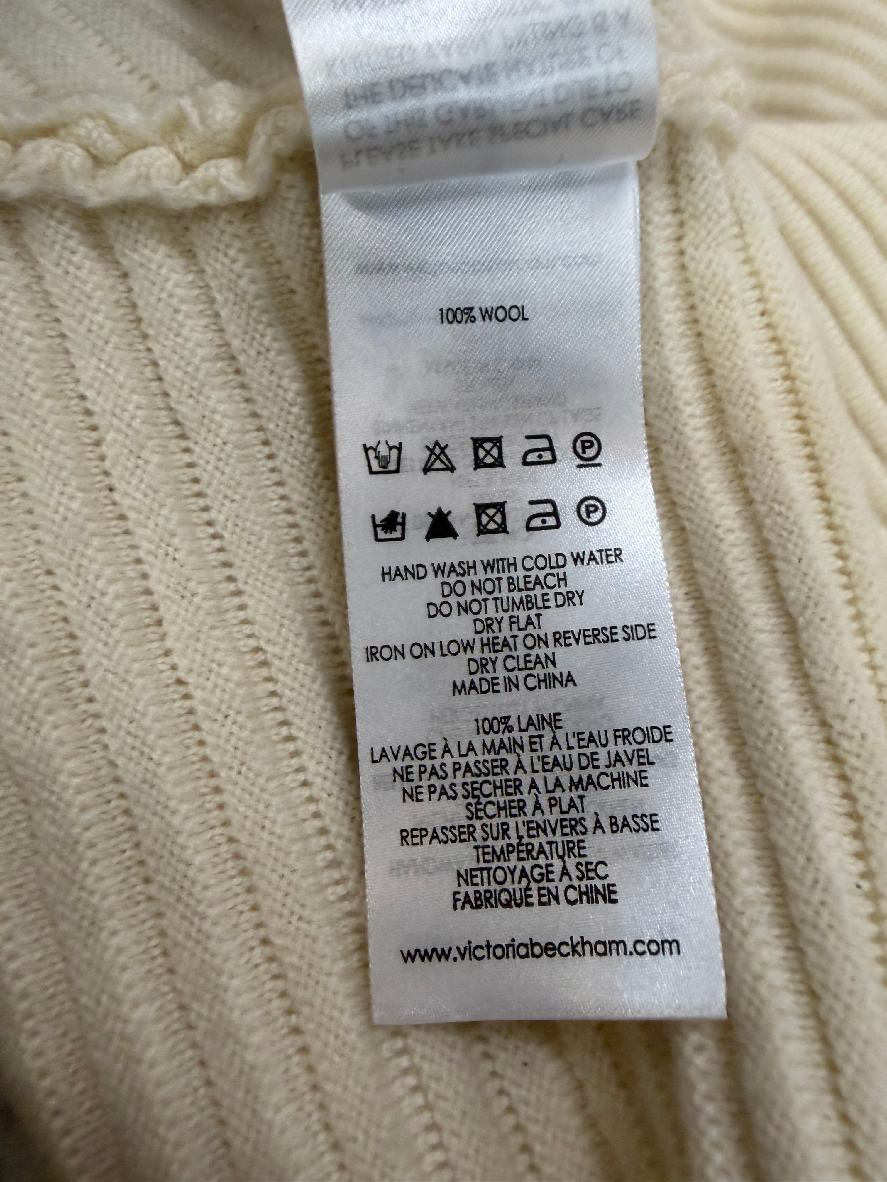 Victoria Beckham Limited Ivory Rib Knit Wool Sweater - AU10/12