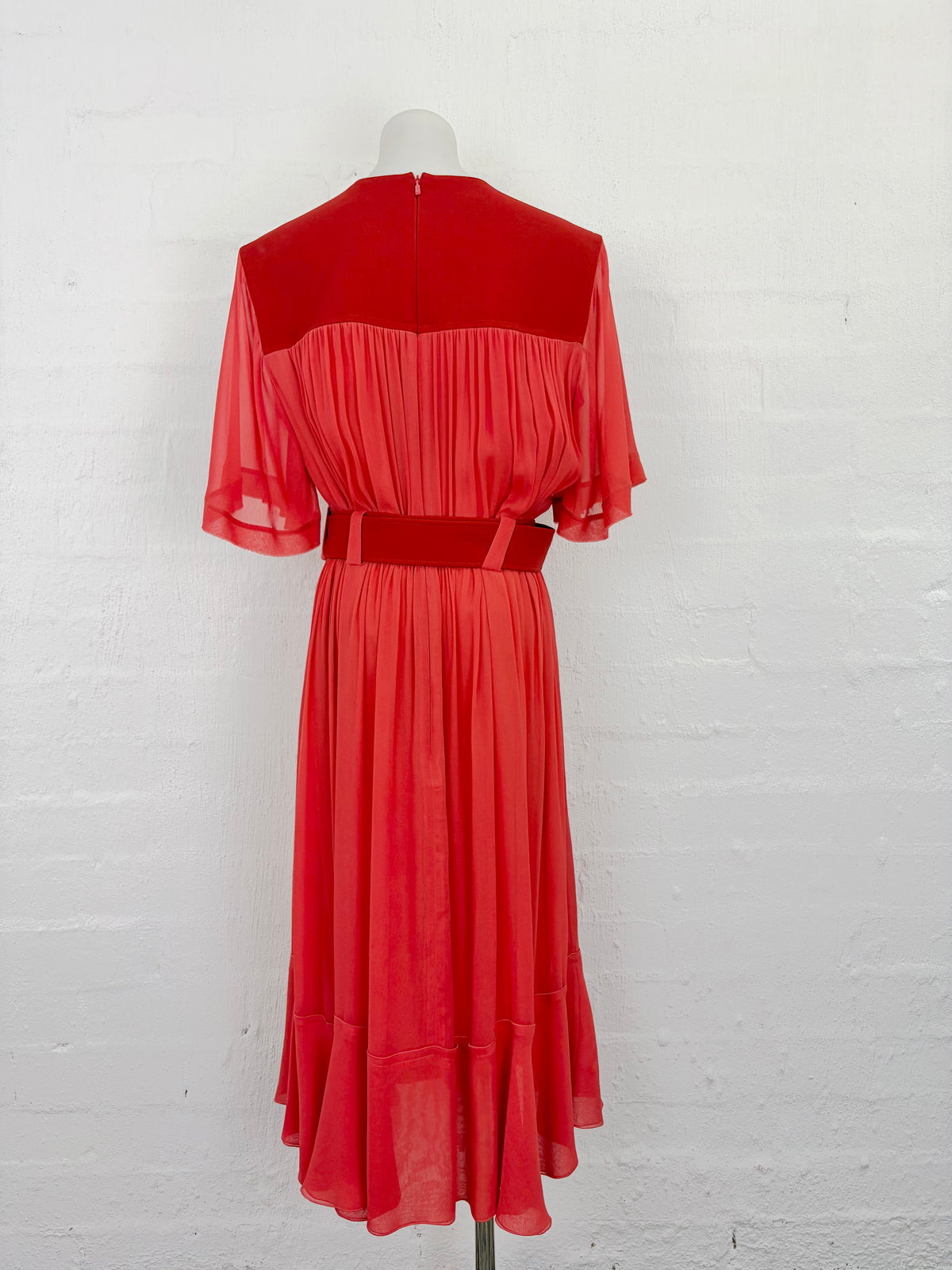 Chloé Sepia Orange Romantic Belted Crepe Dress NWT - AU10