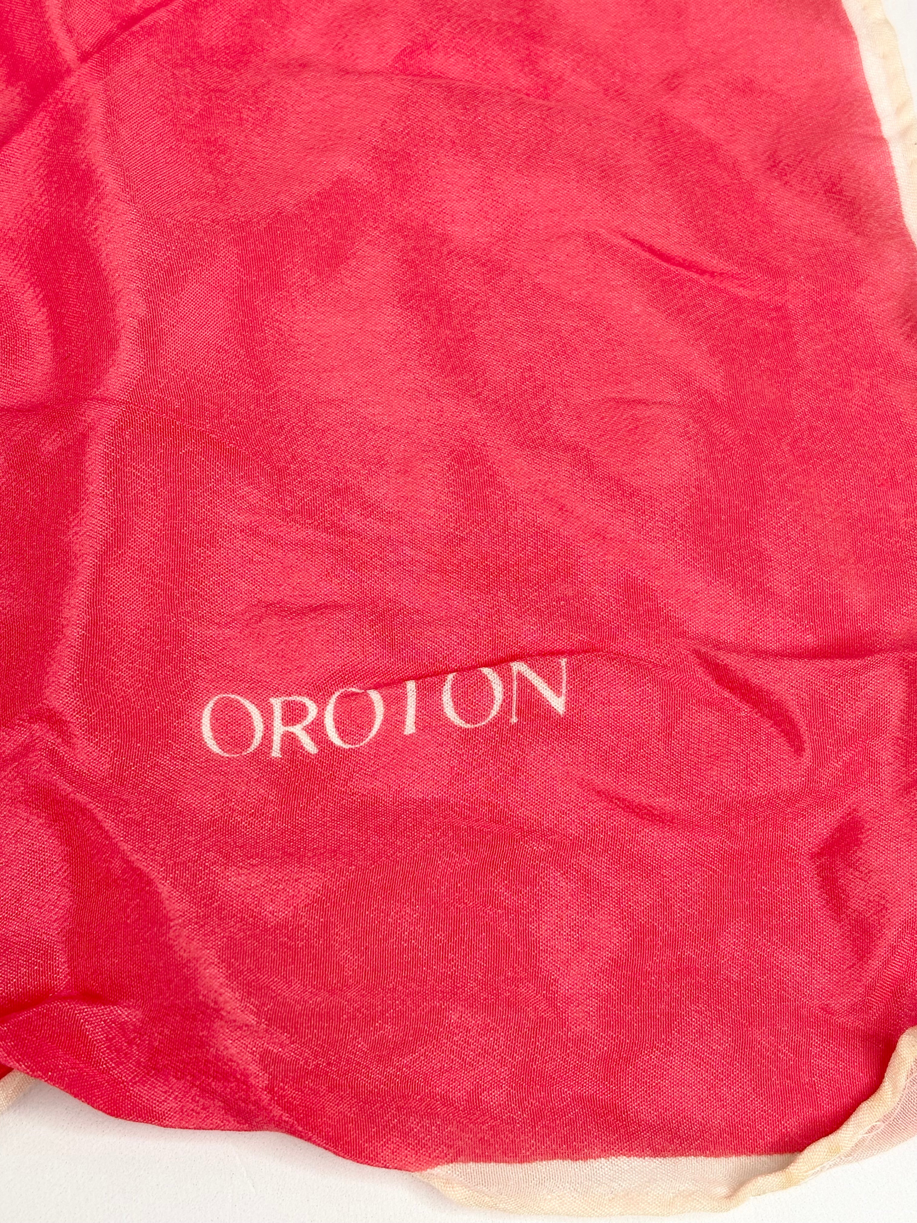 Oroton Vintage Salmon-Pink Silk Scarf