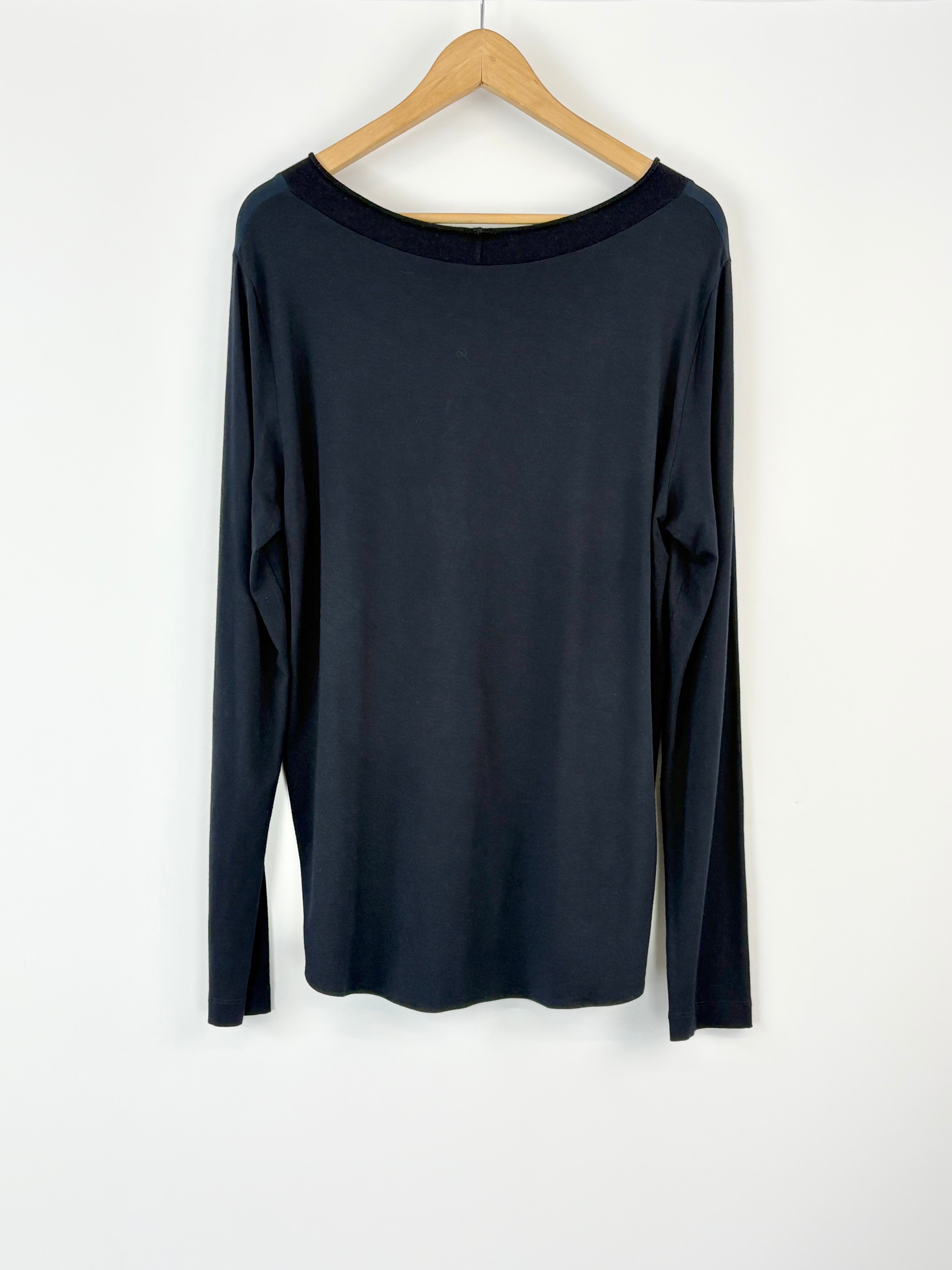 Le Tricot Perugia Navy Blue Silk Top - AU12/14