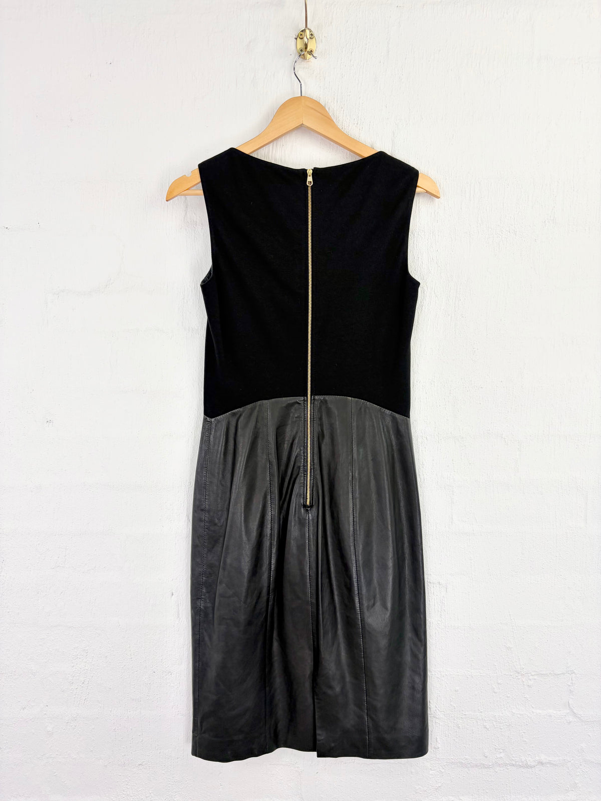 Hugo Boss Black Leather Panelled Sheath Dress - AU8/10
