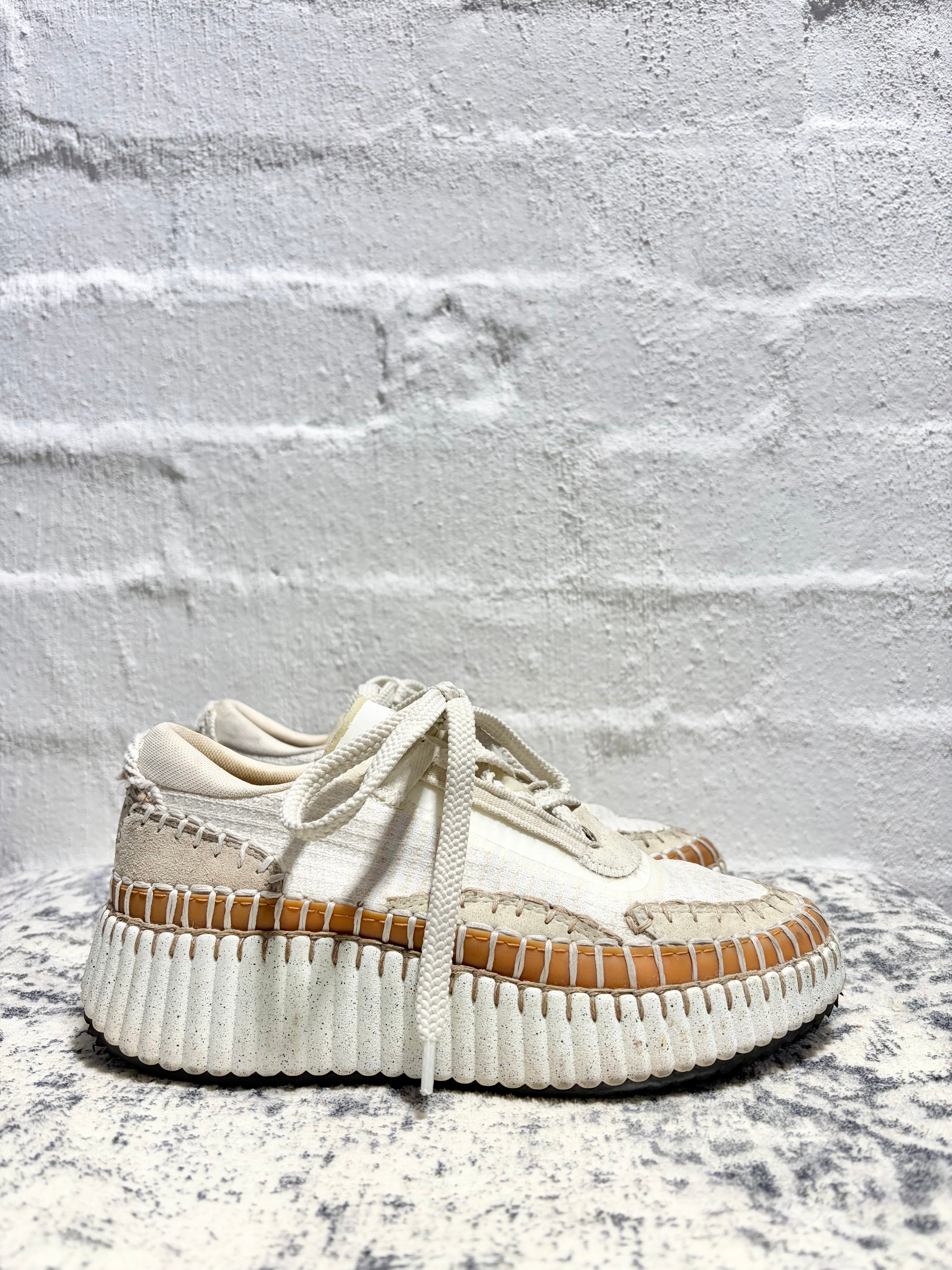 Chloé Tan and Cream 'Nama' Sneaker - EU36