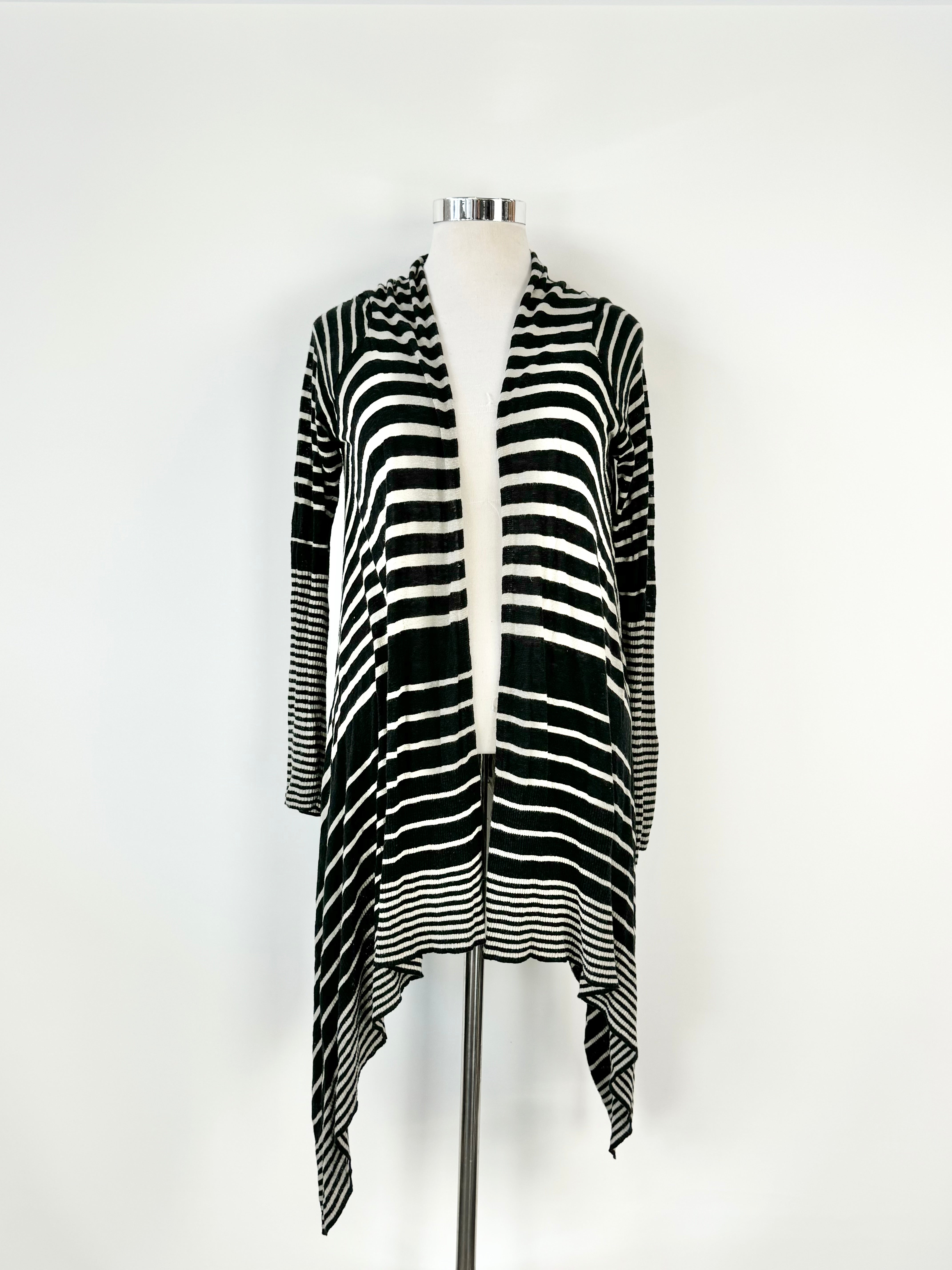 Day Birger et Mikkelsen Grey & Black Striped Linen Blend Waterfall Cardigan - AU10