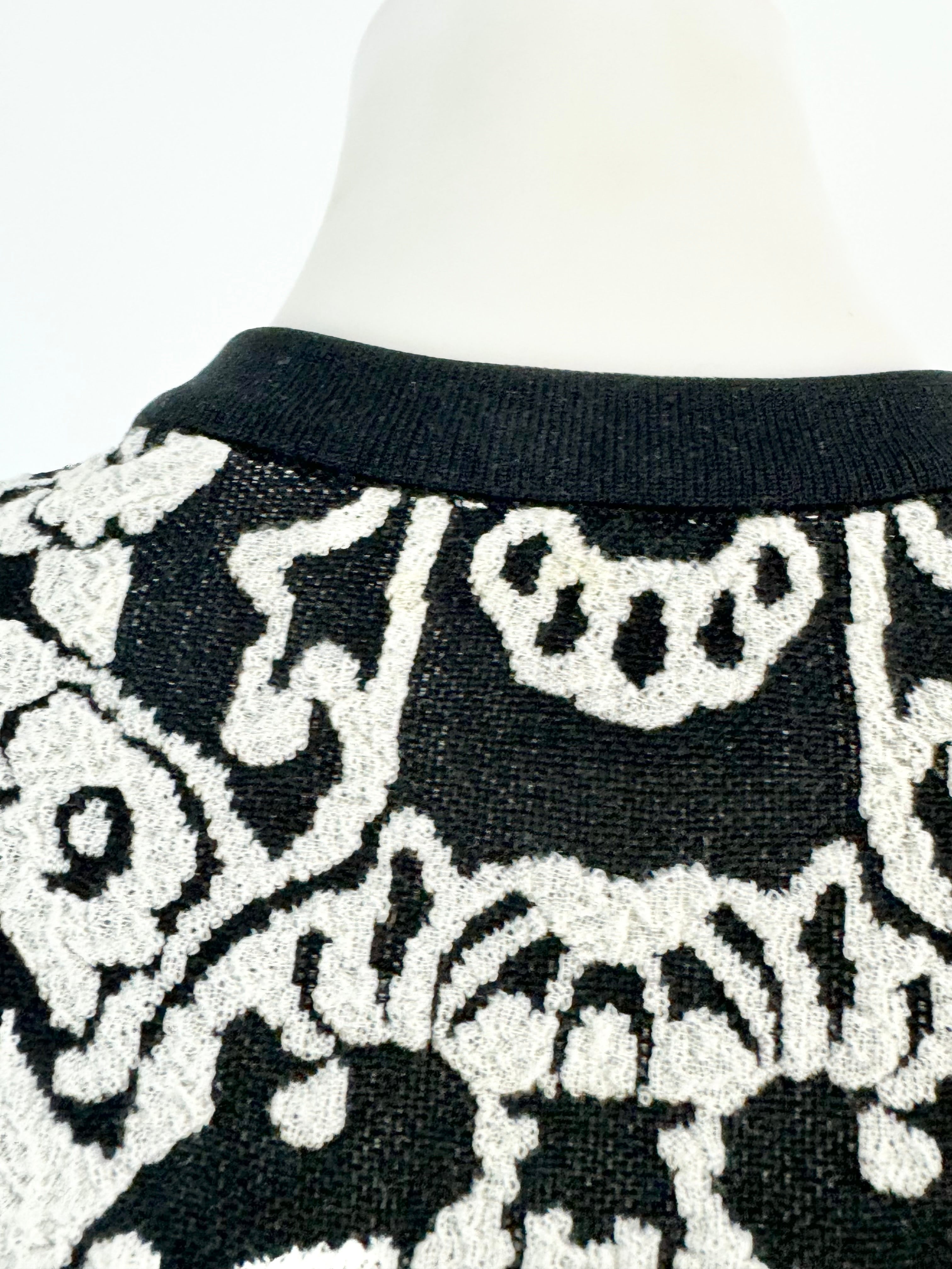 M Missioni Black & White Brocade Pattern Midi Dress - AU8
