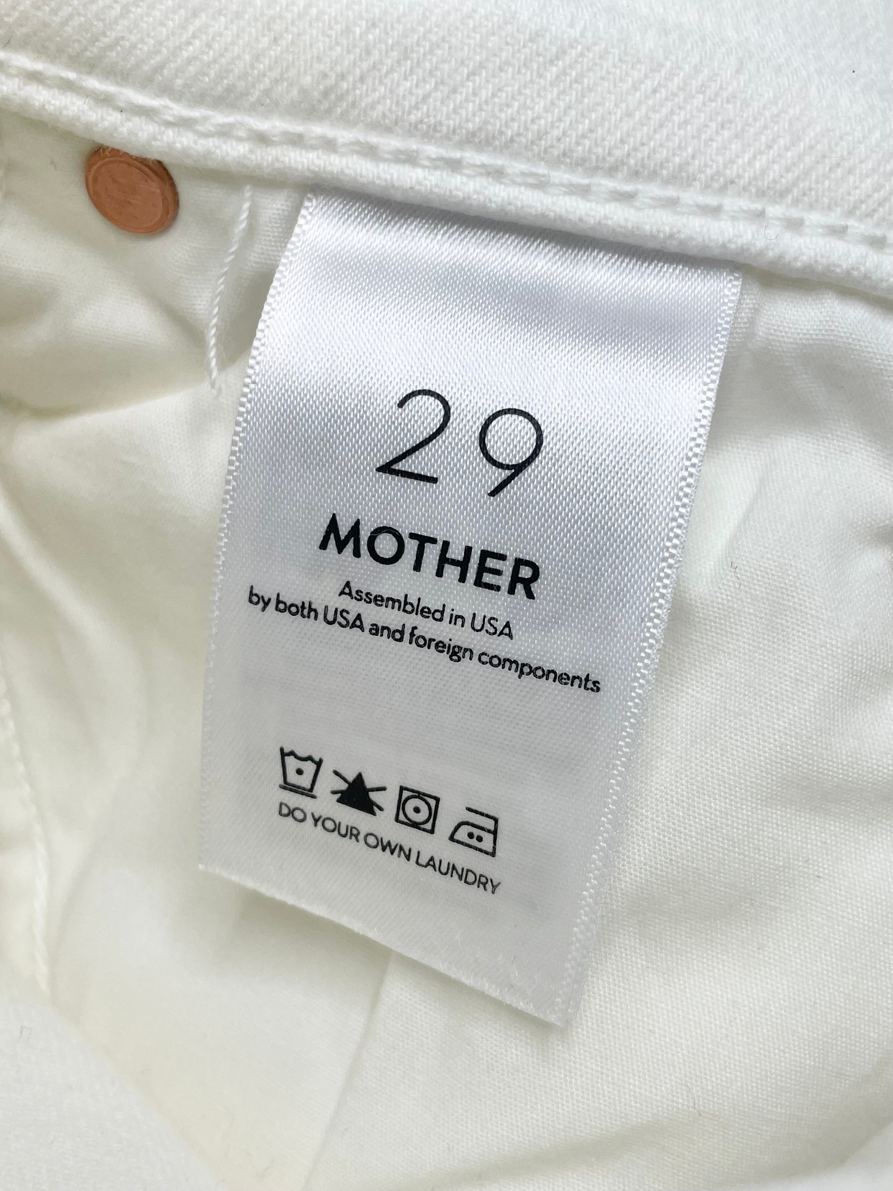 Mother White Frayed Ankle 'Dazzler' Mid Rise Jeans - 29