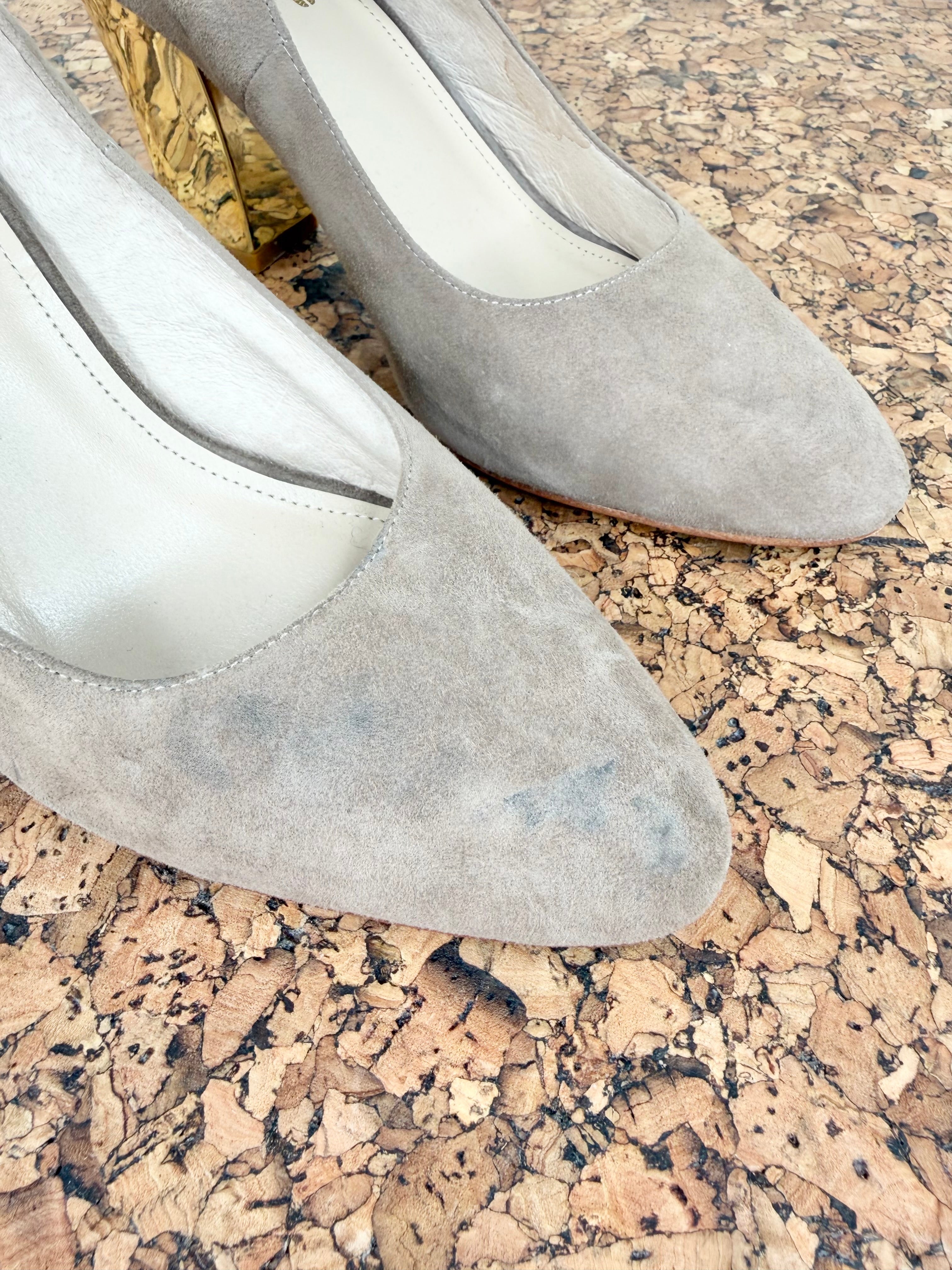 Zomp Nude Suede and Gold Heel - EU36
