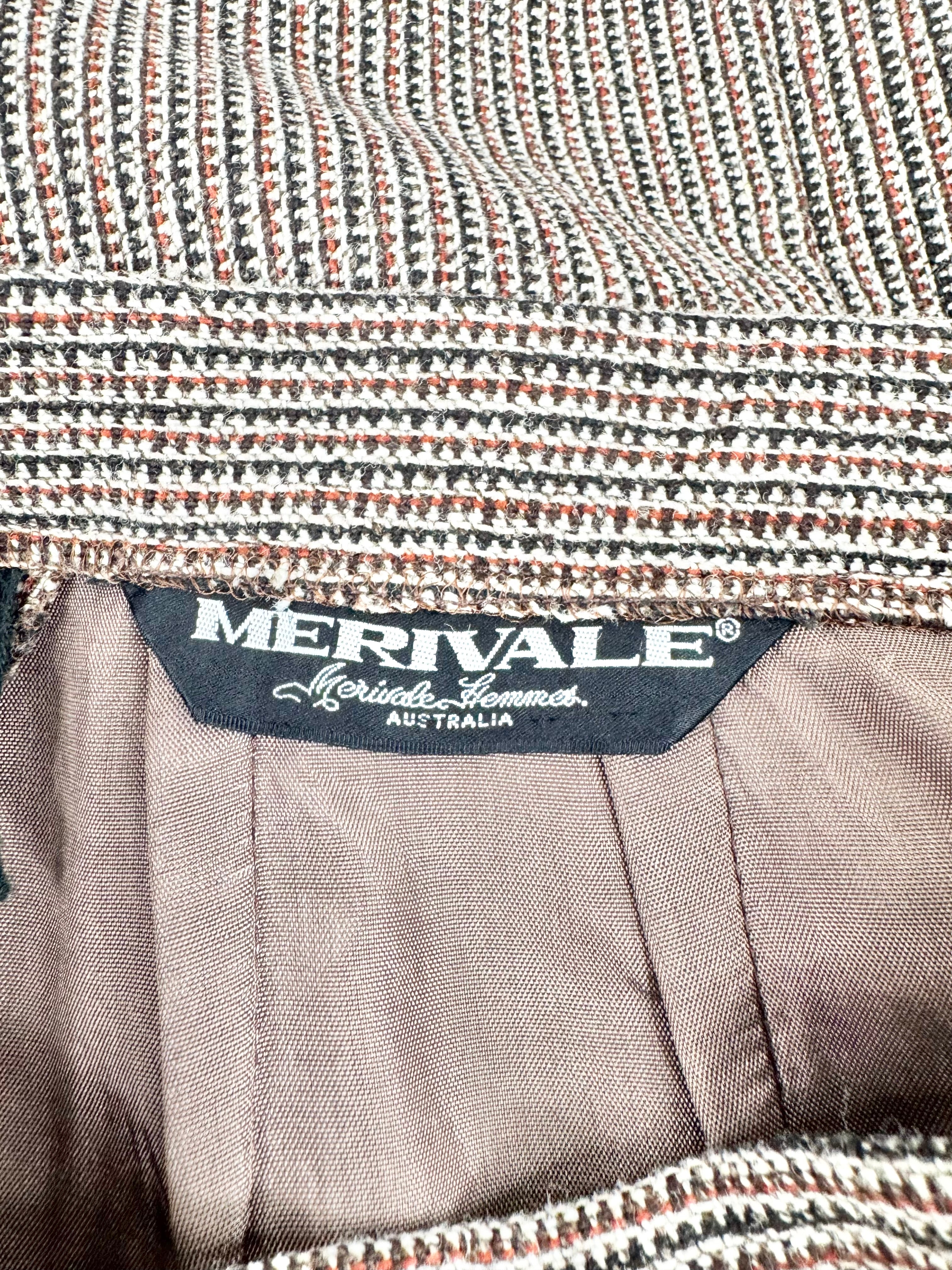 Merivale Australia Brown Checked Front Pleat Skirt - AU6/8