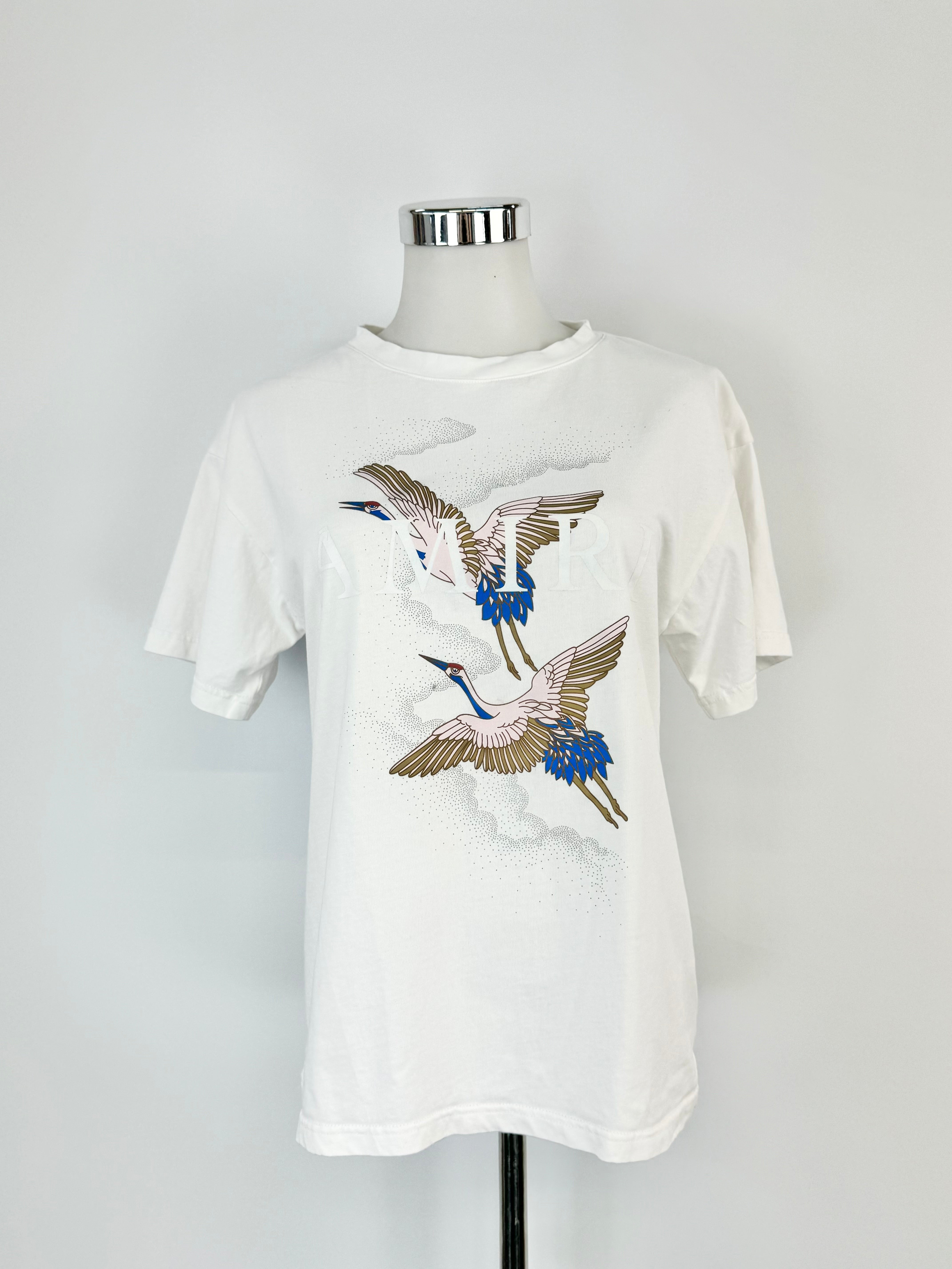 Amiri White Cotton Heron Patterned T-Shirt - AU8/10