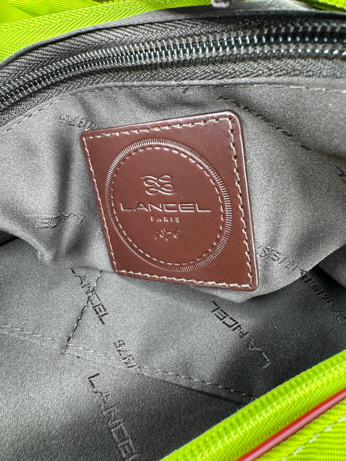 Lancel Lime Green Nylon Shoulder Bag