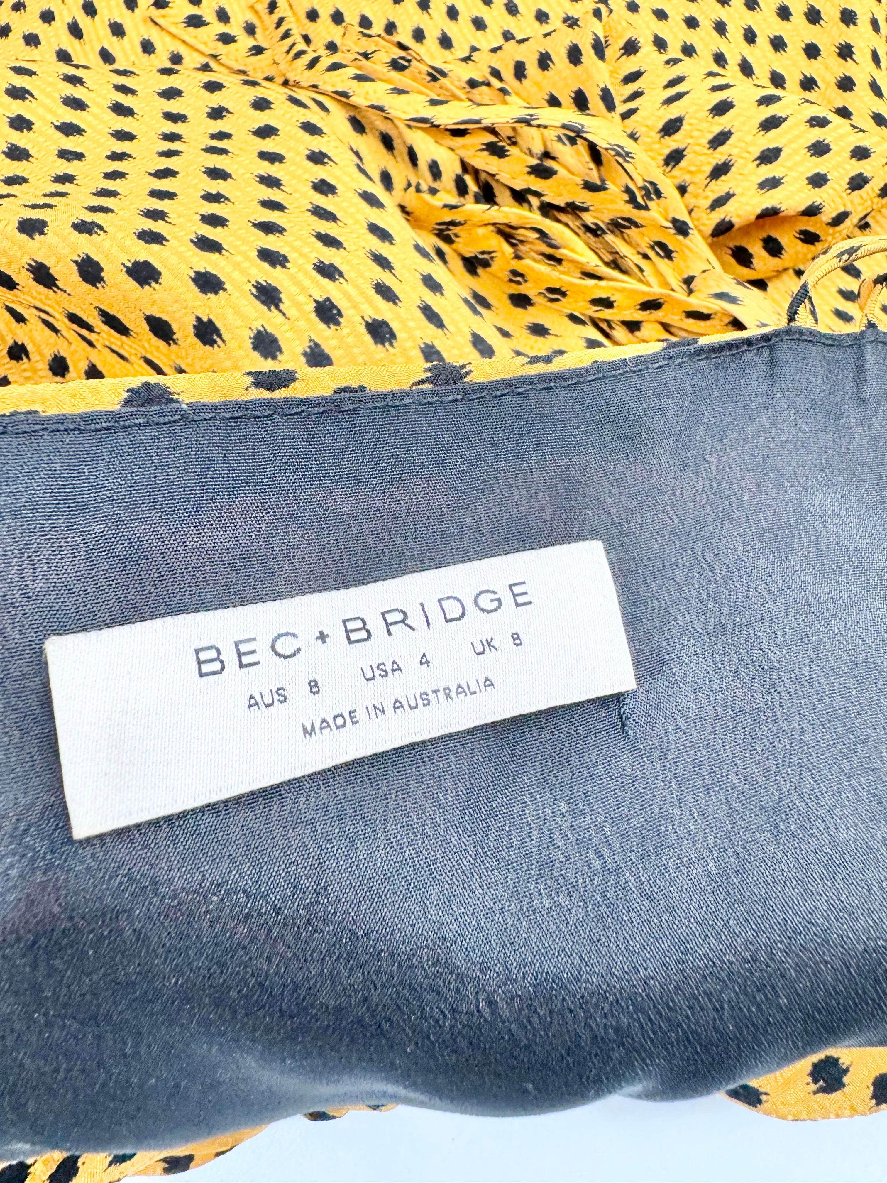 Bec + Bridge Gold & Black Front-Tie Dress - AU8