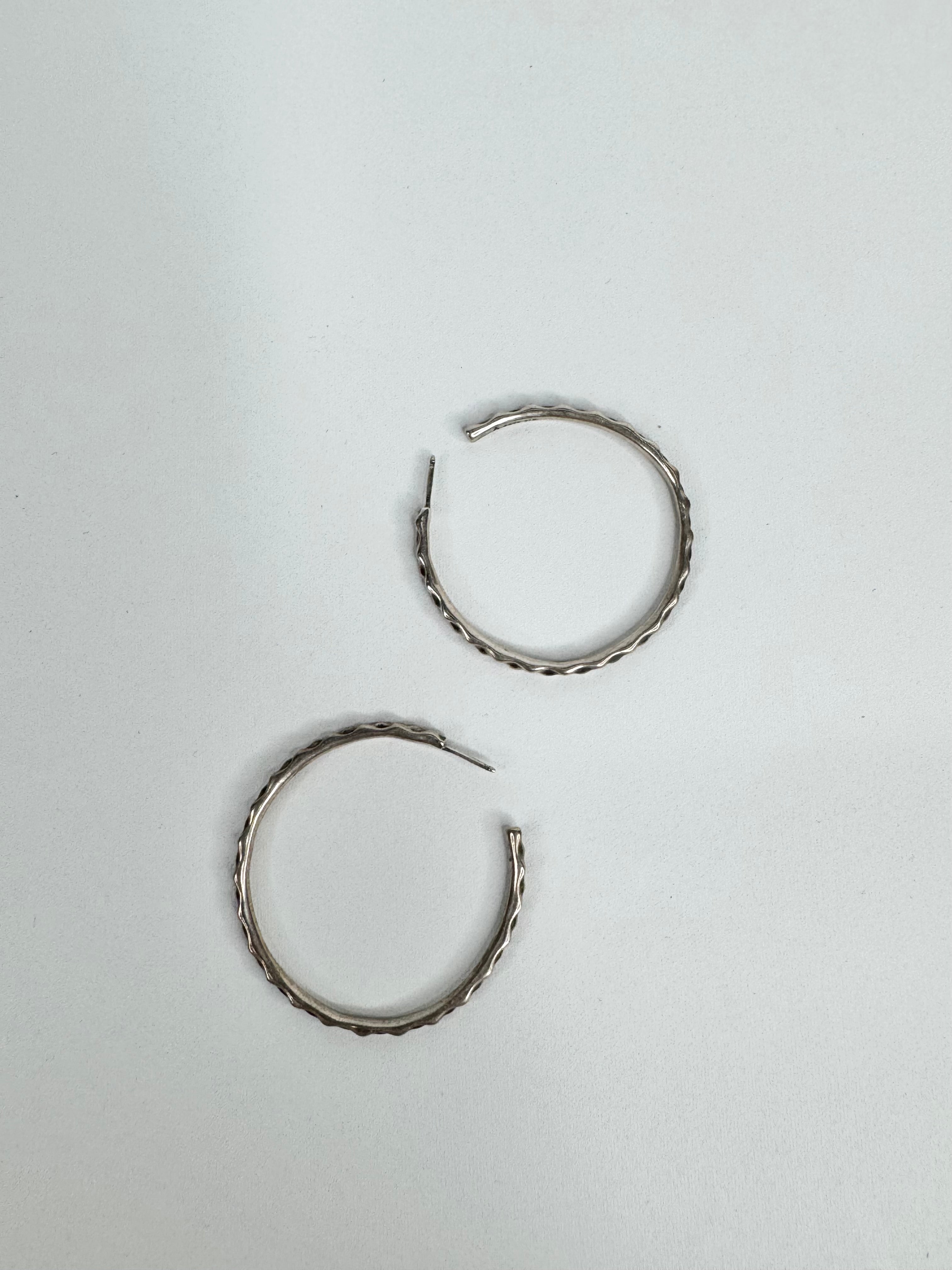 Pandora Silver Abstract Hoop Earrings