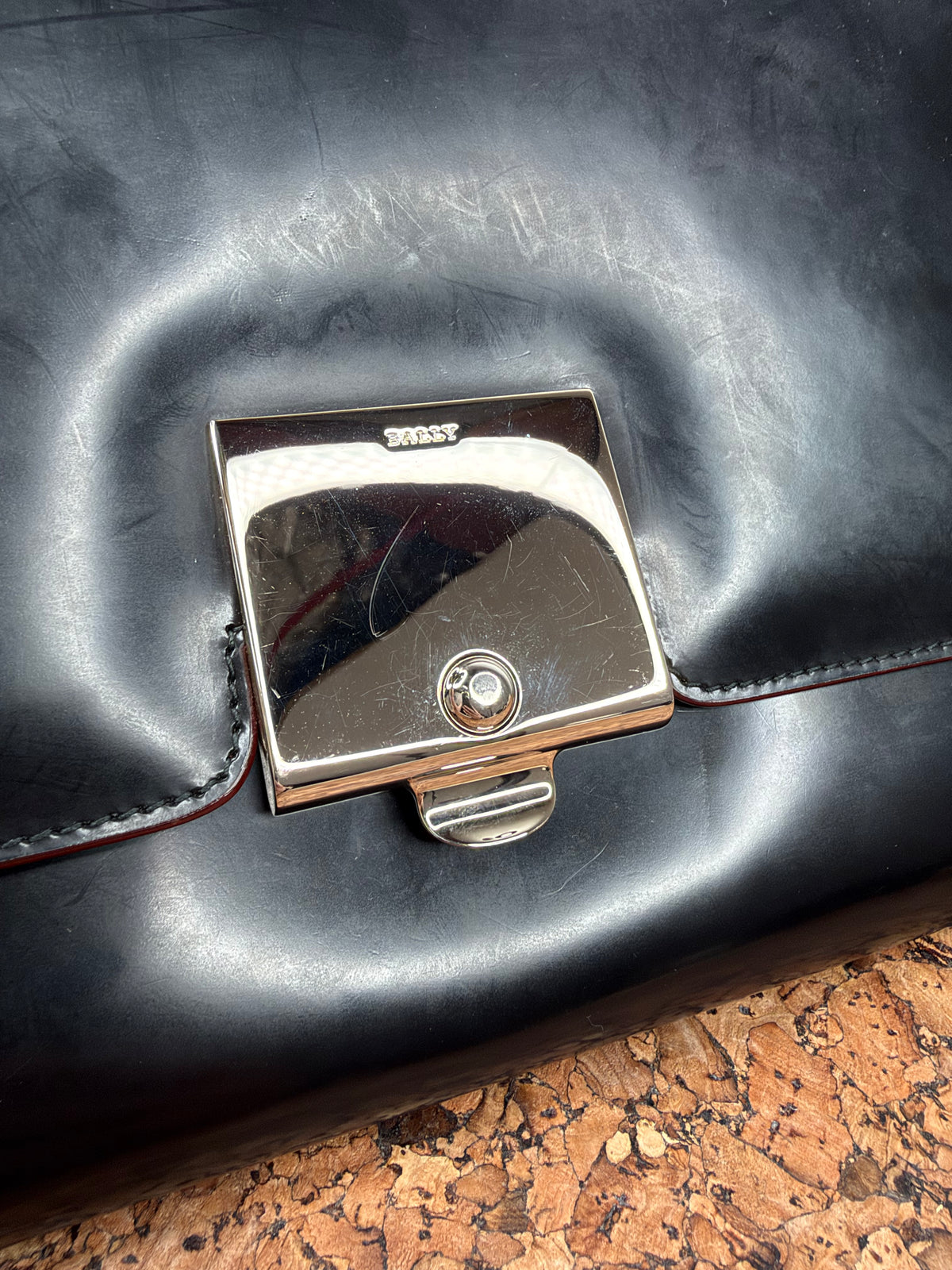 Bally Black & Red Smooth Leather Cross Body Bag