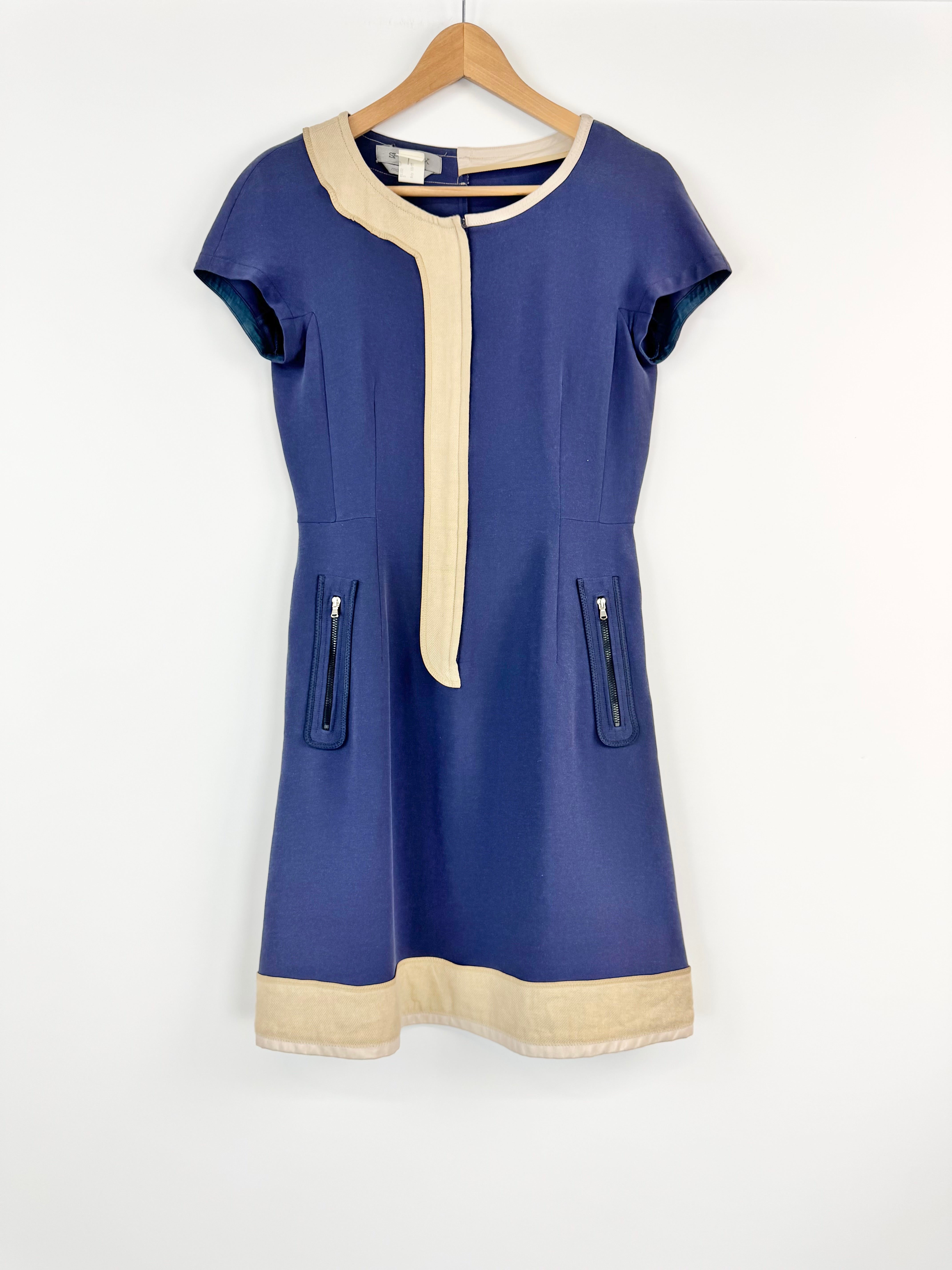 SportMax Blue & Cream Mini Dress - AU8