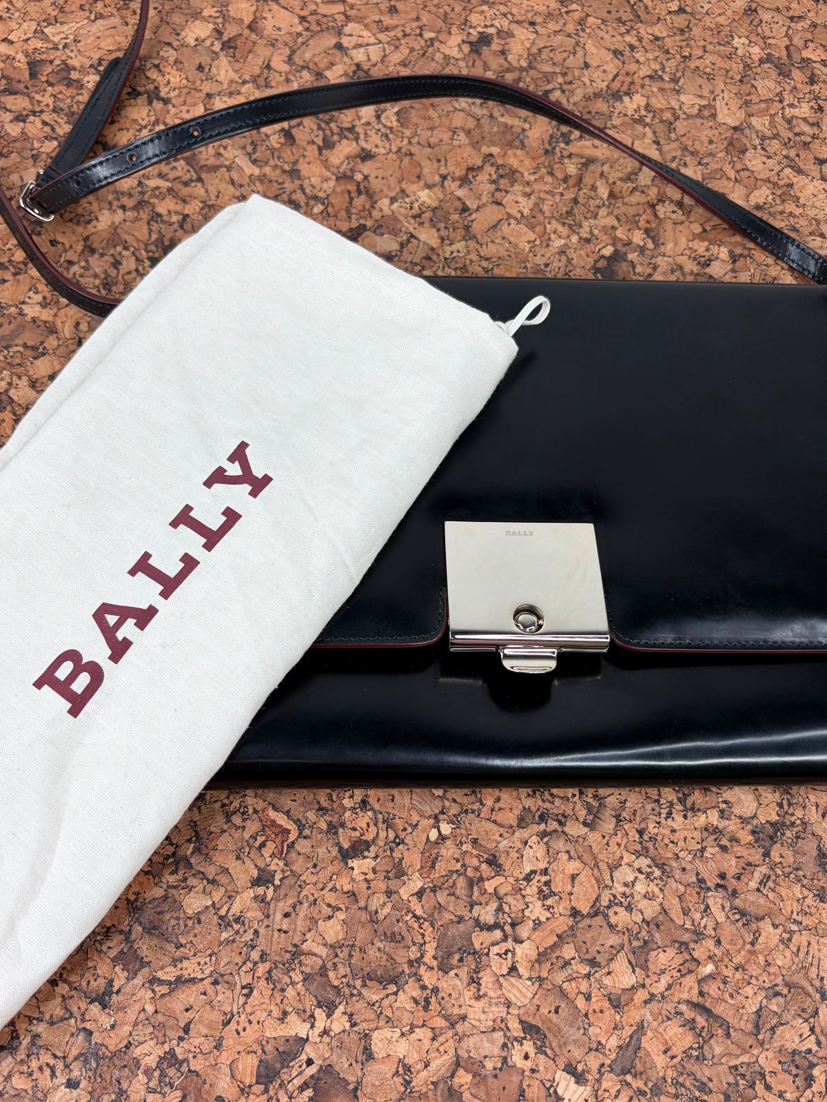 Bally Black & Red Smooth Leather Cross Body Bag