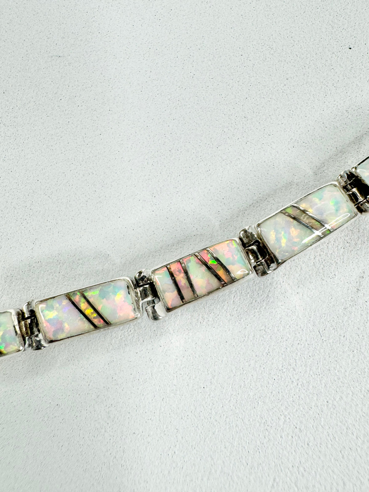 Vintage Silver Semi-Precious Gemstones & Opal Bracelet