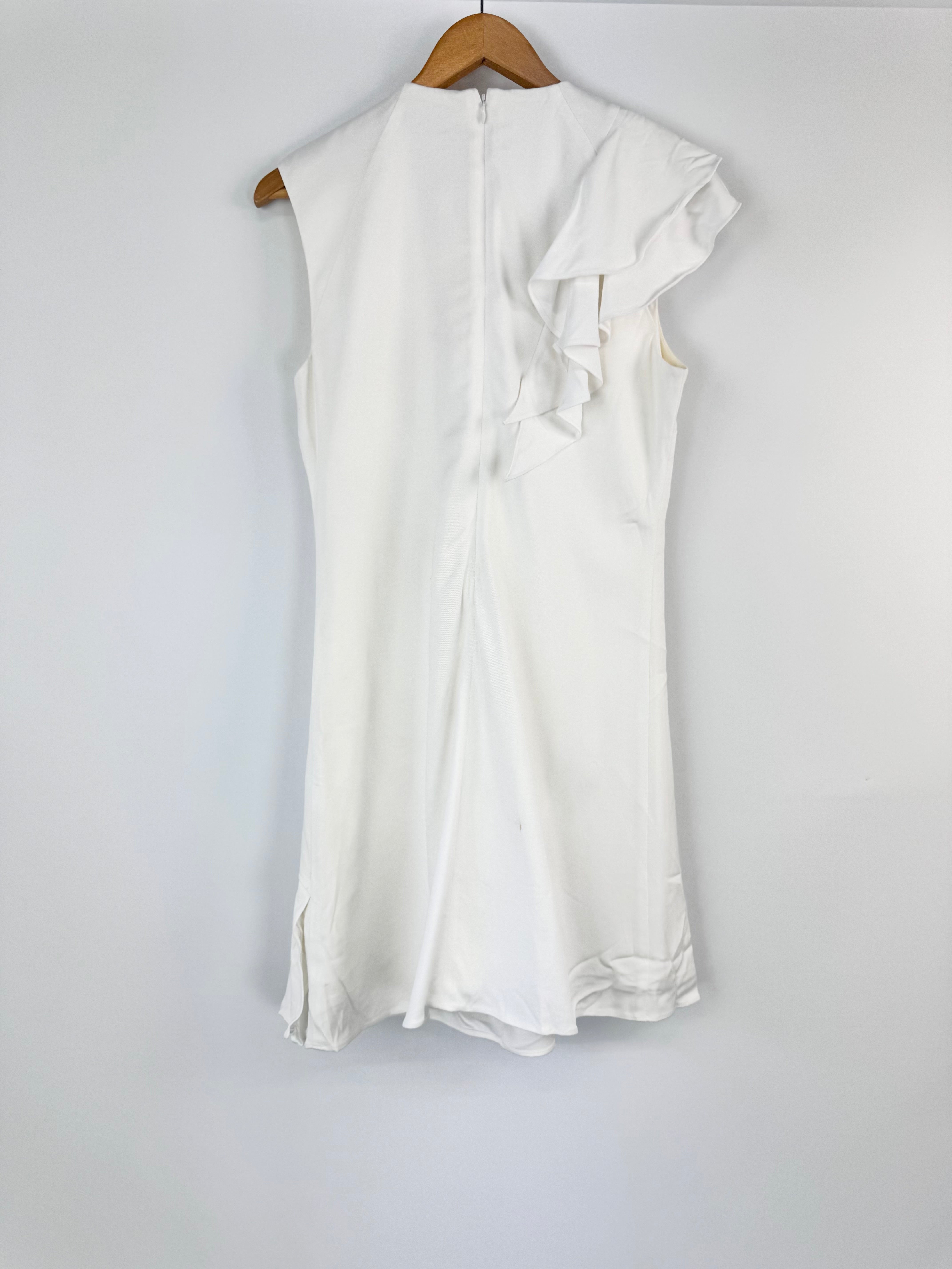 Rebecca Vallance White Frilled Embellished Dress - AU10