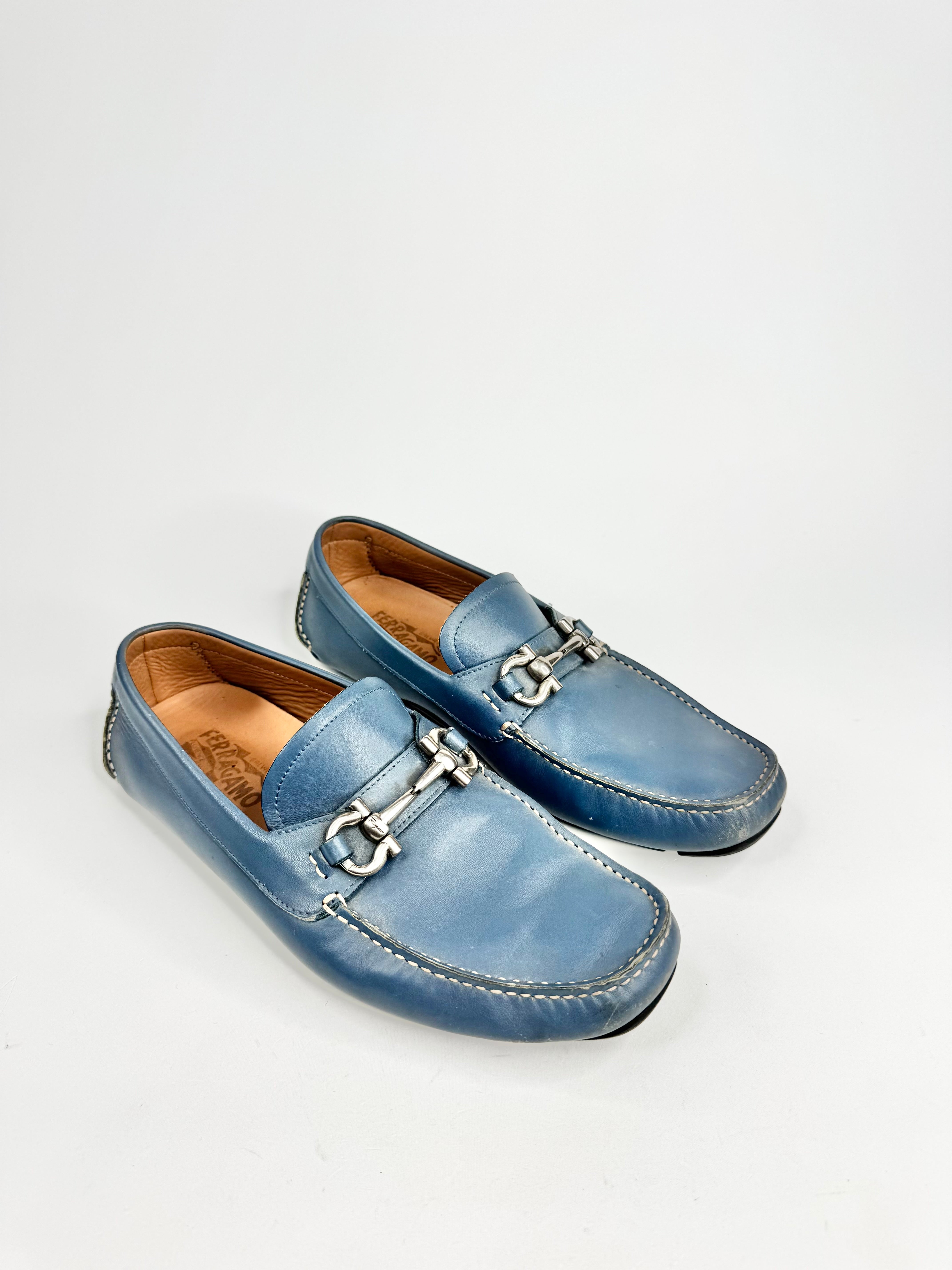 Salvatore Ferragamo Blue Horsebit Loafers - EU 8.5