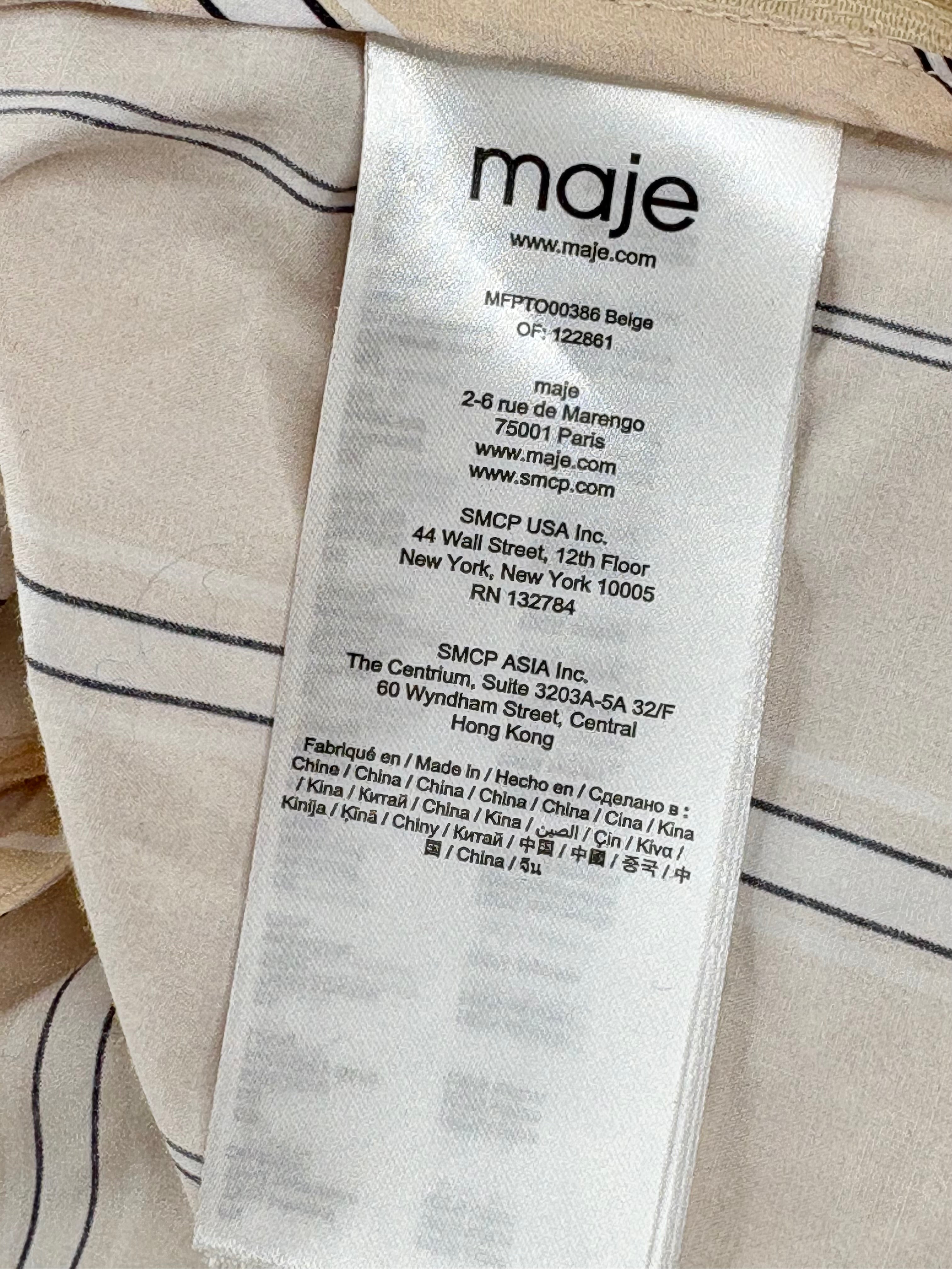 Maje Beige Striped Cropped Top - AU12