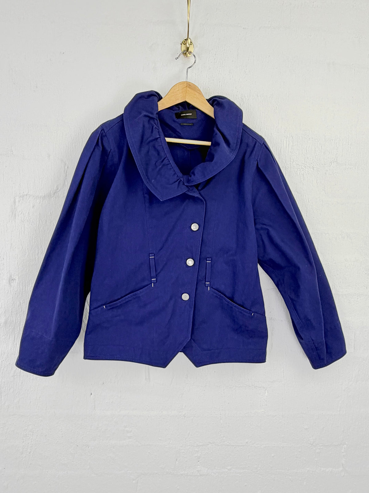 Isabel Marant Electric Blue 'Dipazo' Ruffled Cotton-Twill Jacket - AU8