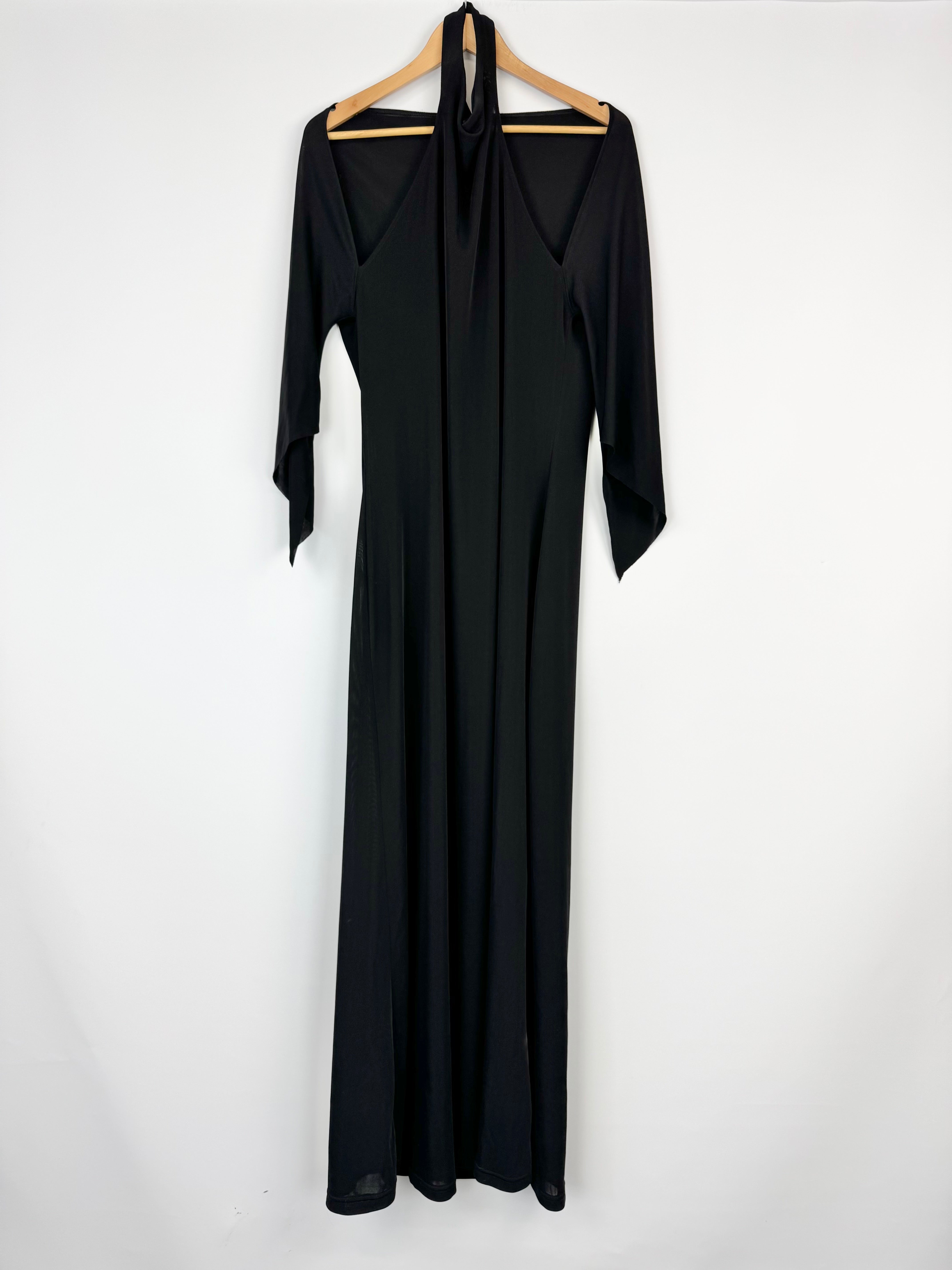 Carla Zampatti Black Slinky Cut Out Maxi Dress - AU10/12