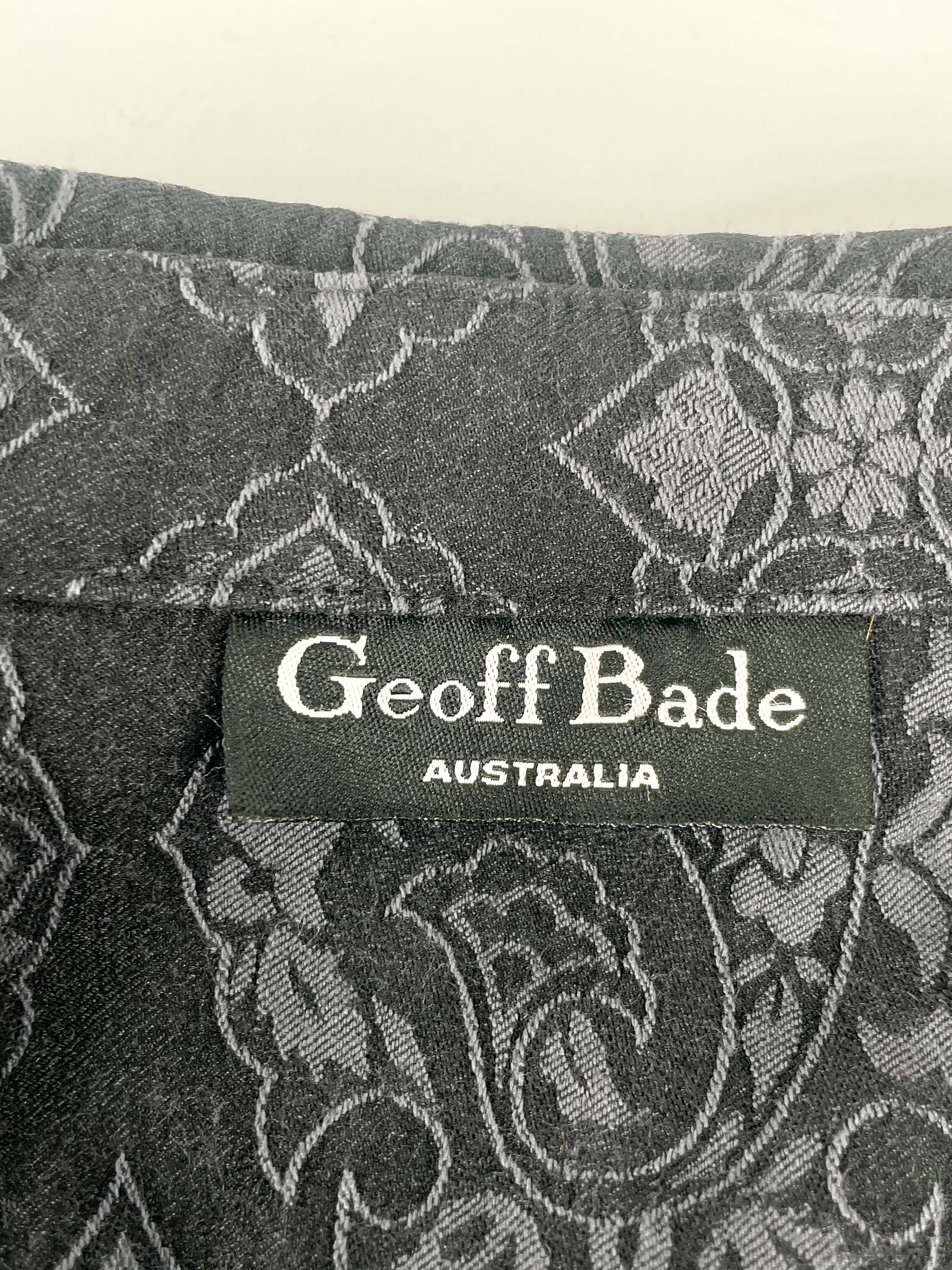 Geoff Bade Black Brocaded Floral Pattern Jacket - AU10/12