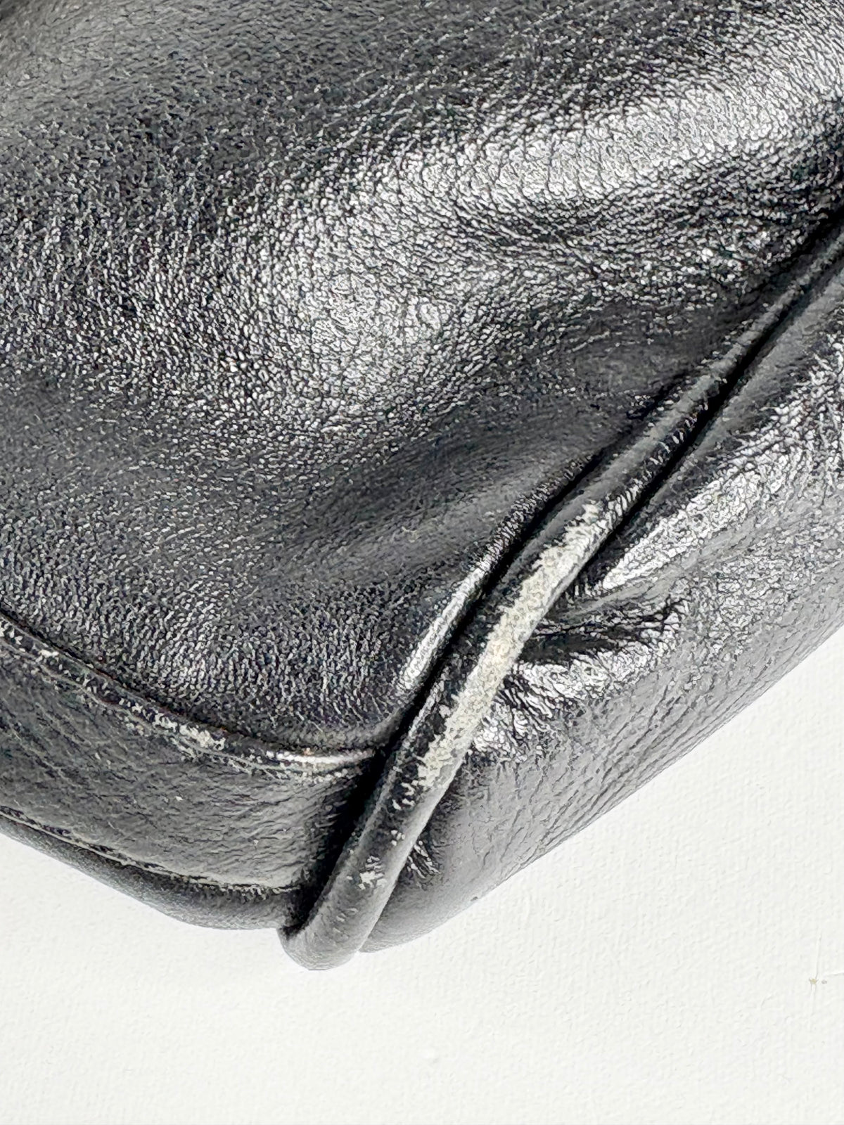 Amethyst Encrusted Black Leather Shoulder Satchel Bag