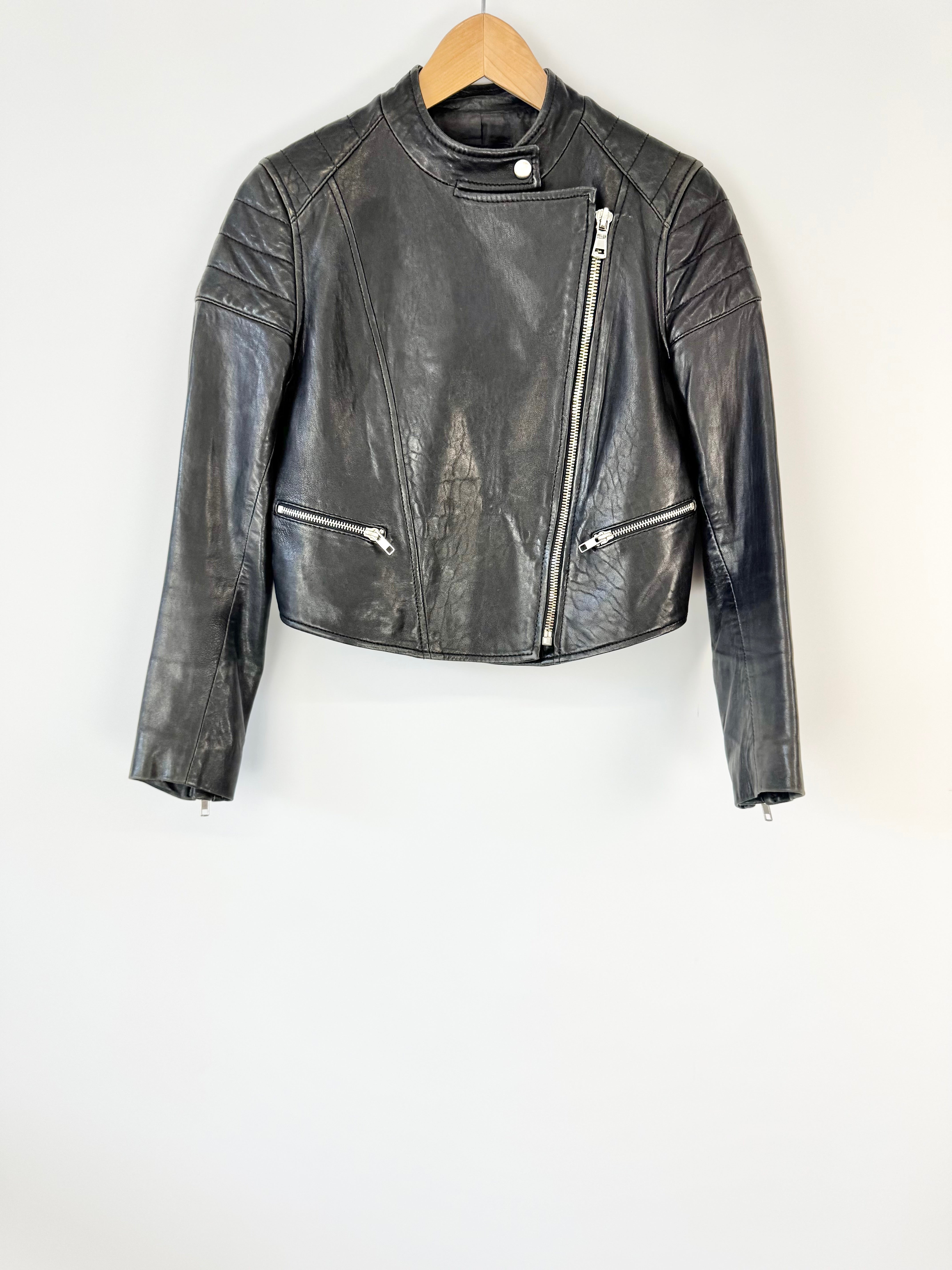 Nicholas Buttery Soft Black Leather Biker Jacket - AU8