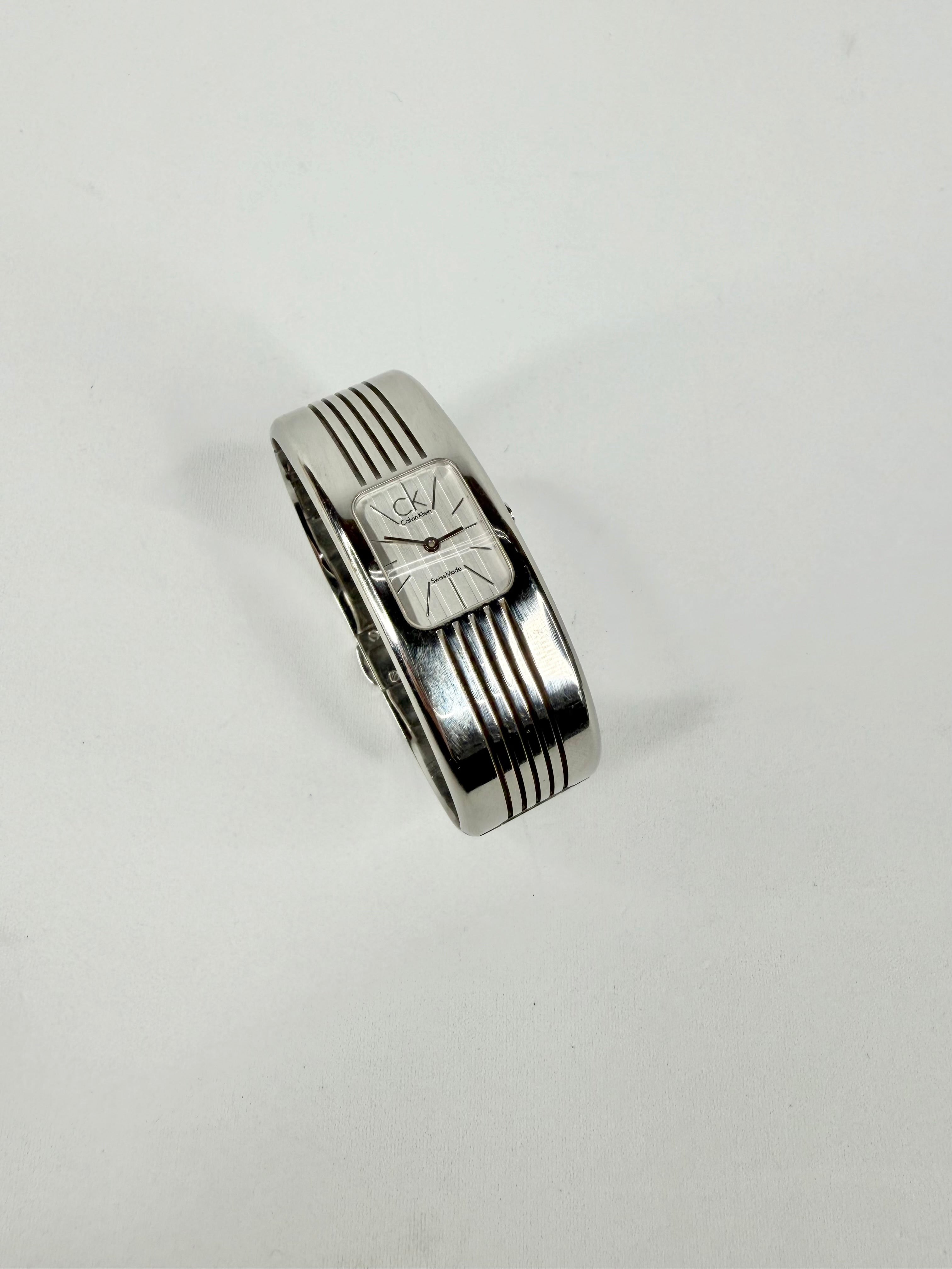 Calvin Klein Swiss Made Silver Tone Bangle Watch