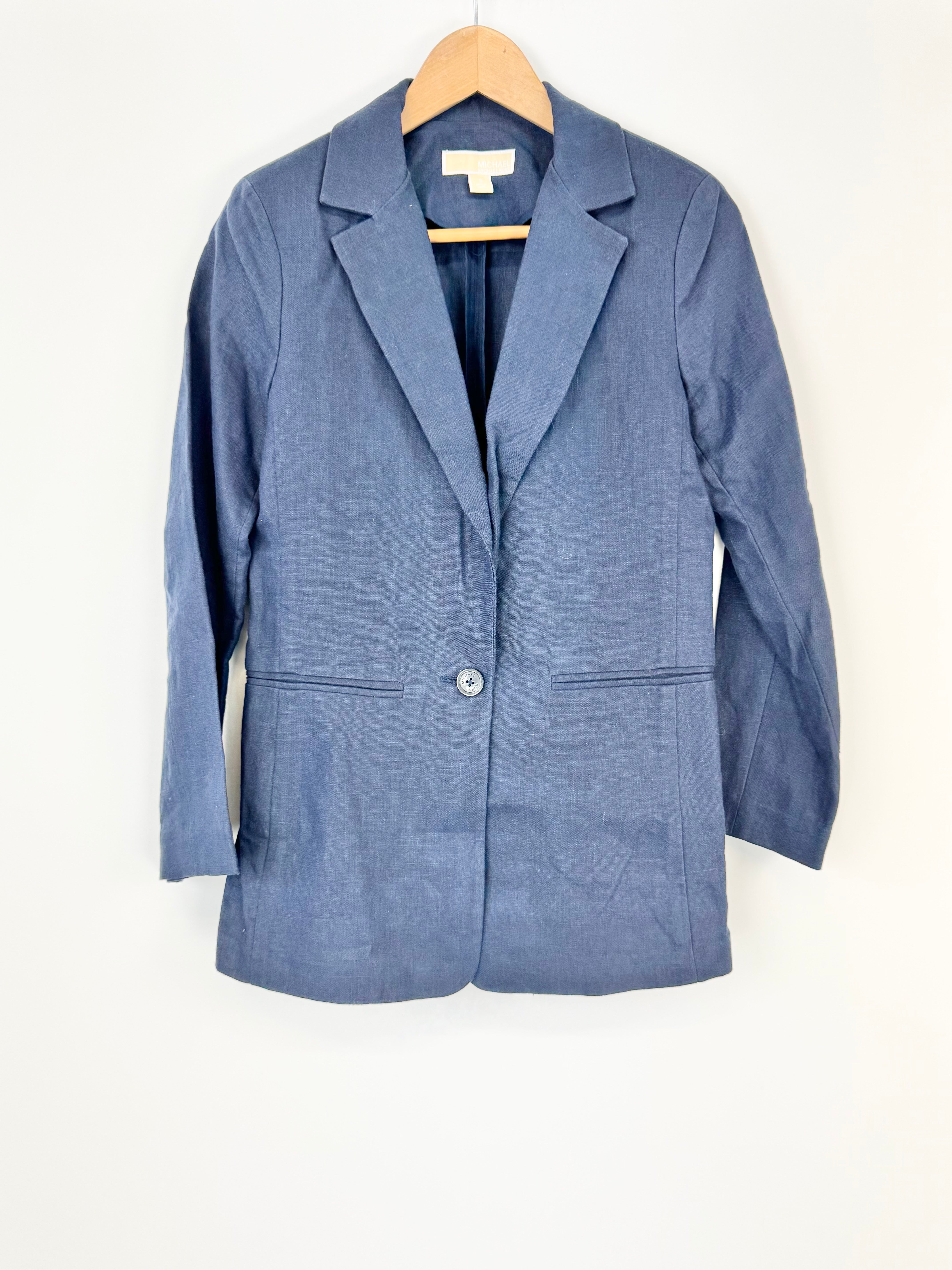 Michael Kors Navy Linen Blazer - AU8/10