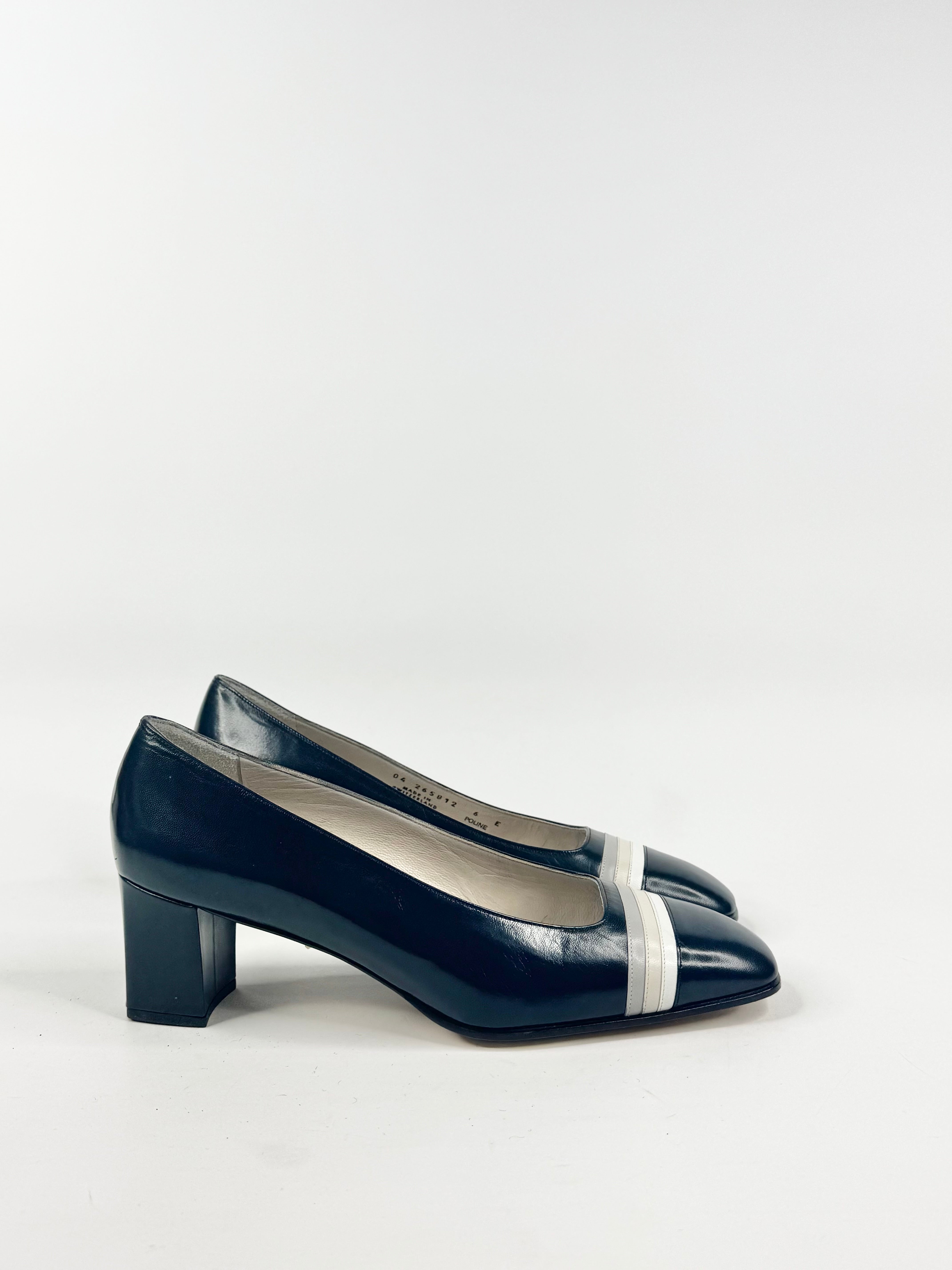 Bally Navy Striped Pumps - EU39