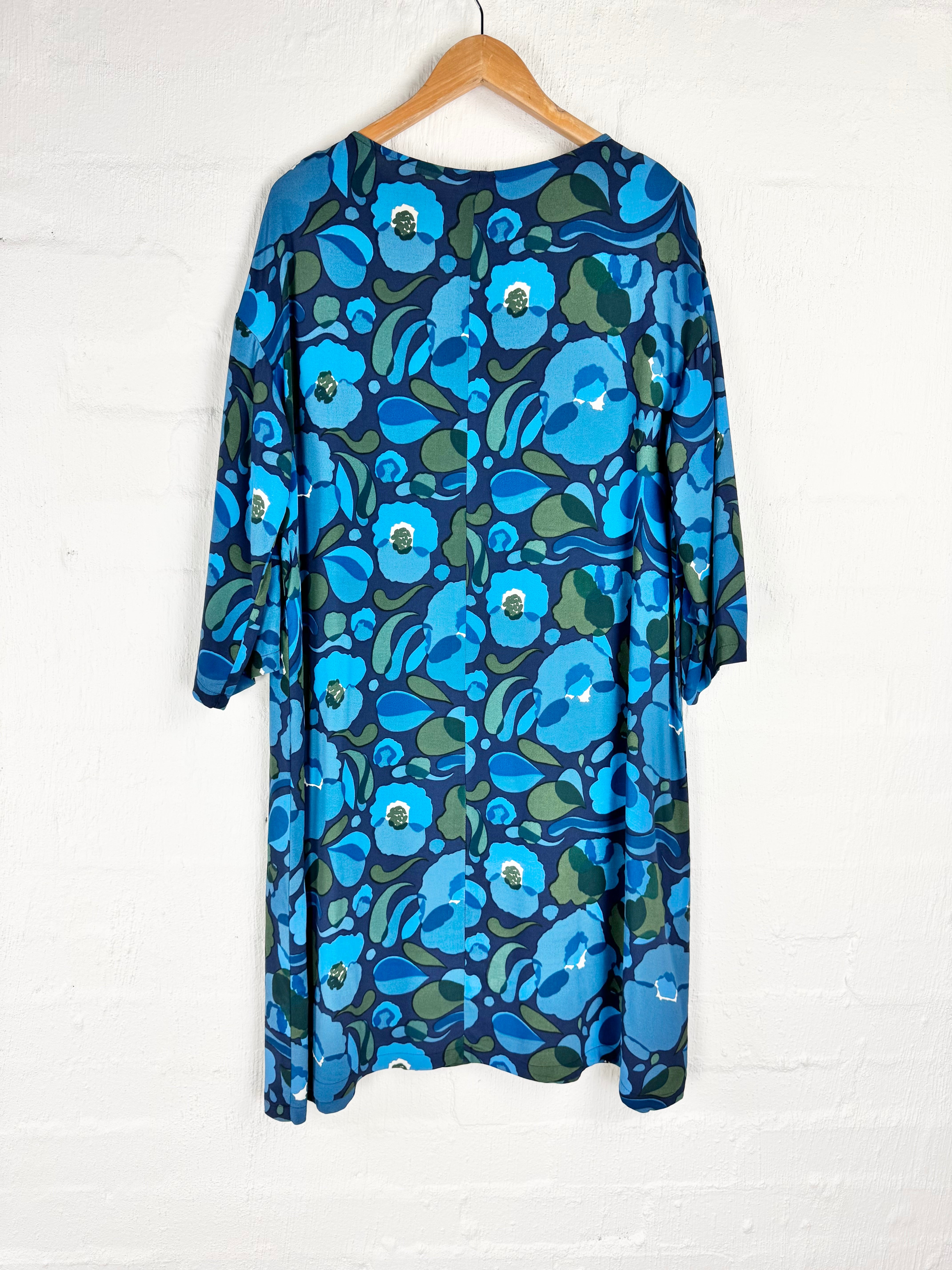 Marimekko Vapiti Blue 'Pilvipuutarha' Patterned A-Line Dress - AU12/14