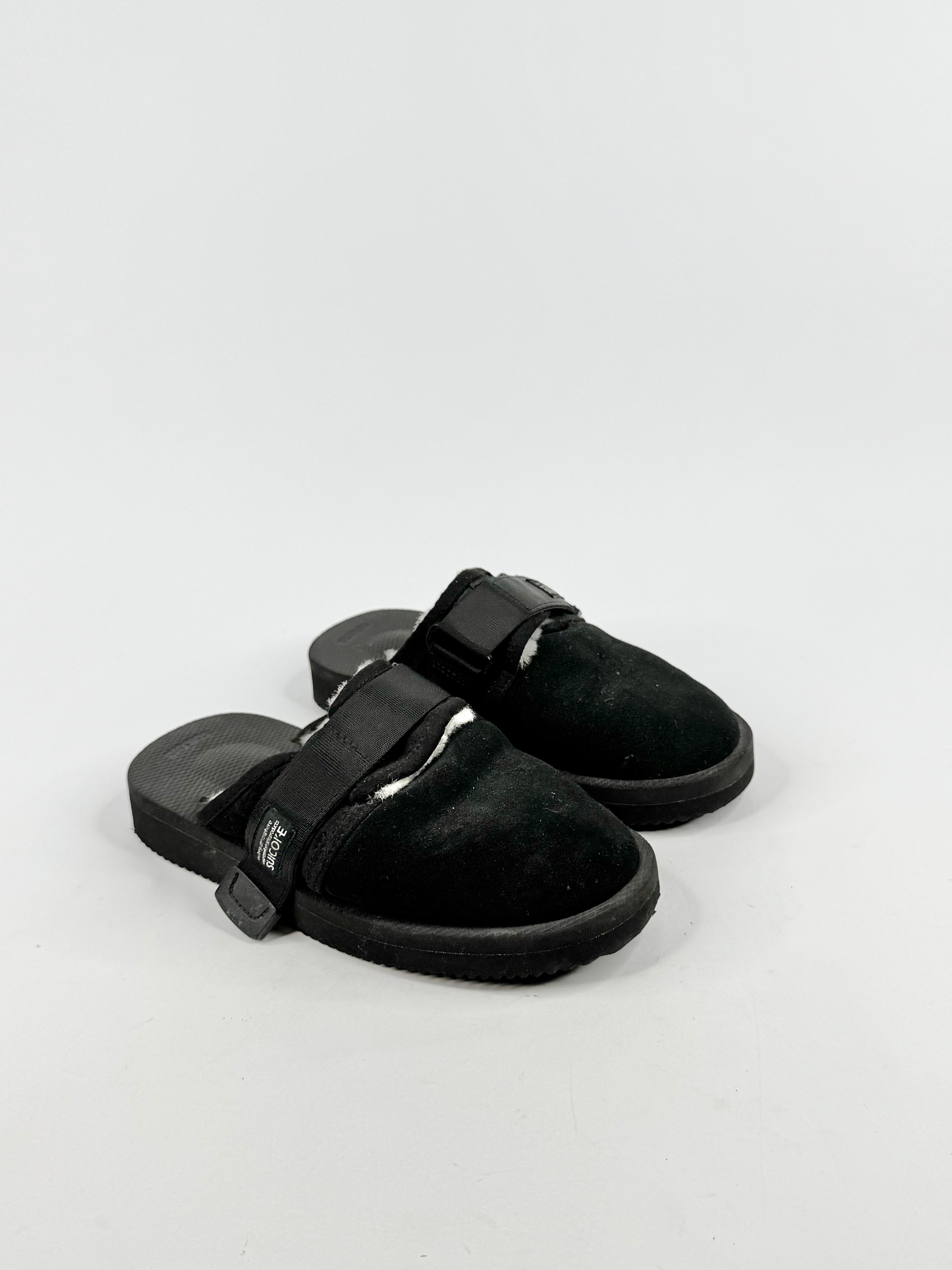 Suicoke Black Shearling Lined Slip Ons - EU35
