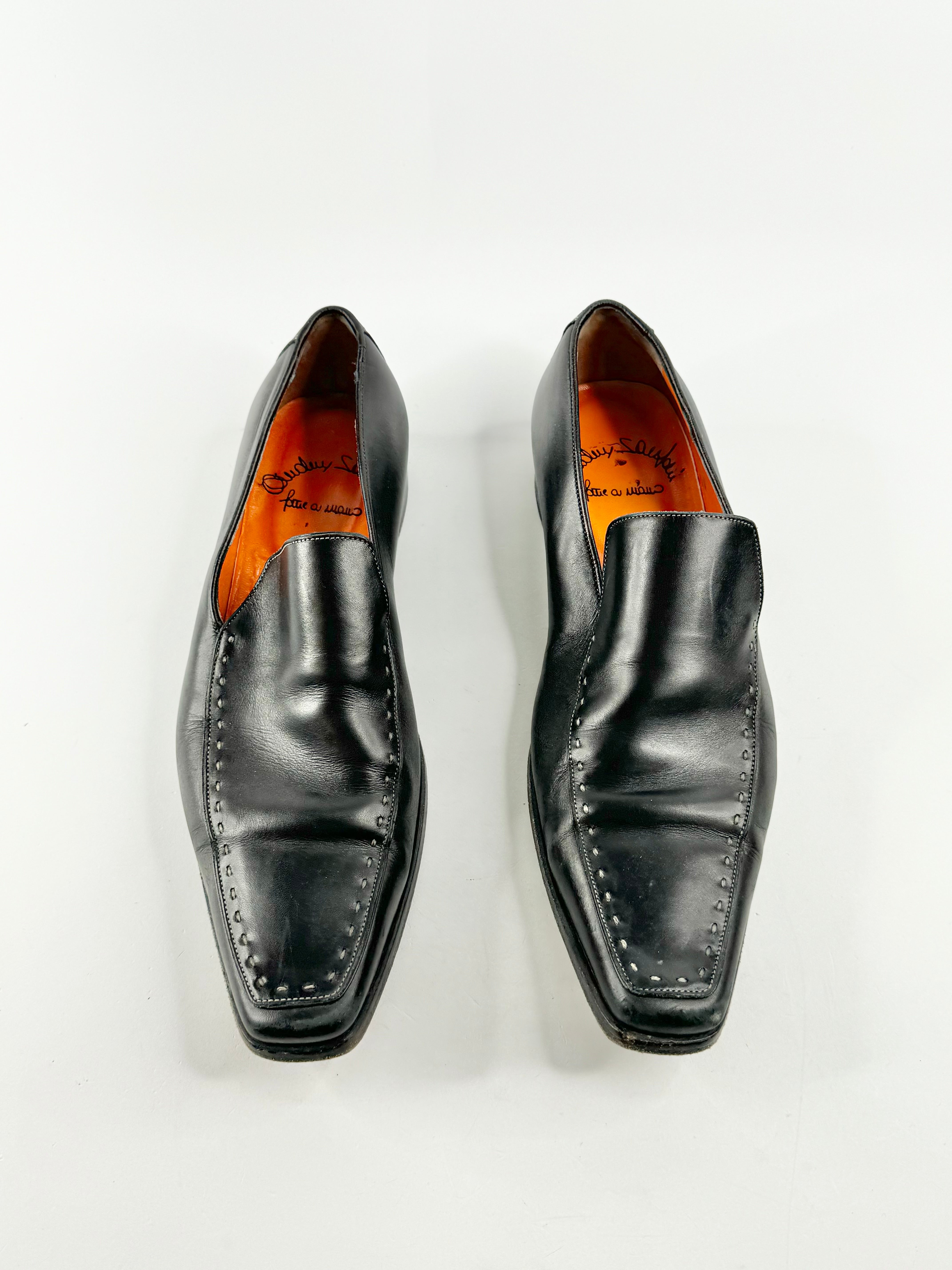 Black Elongated Grey Stitch Loafers - EU41