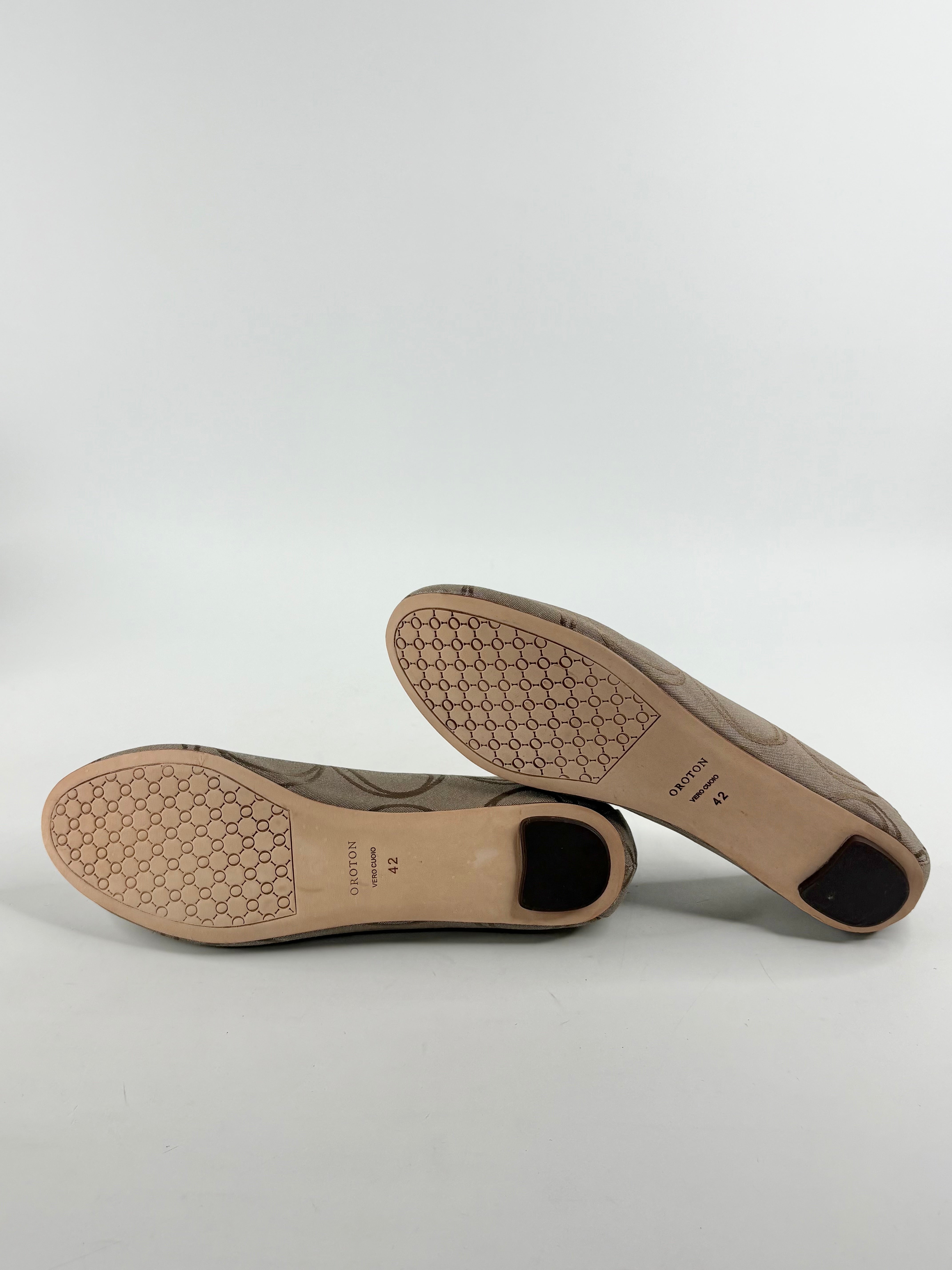 Oroton Taupe Jacquard 'Essential' Ballet Flats - EU42