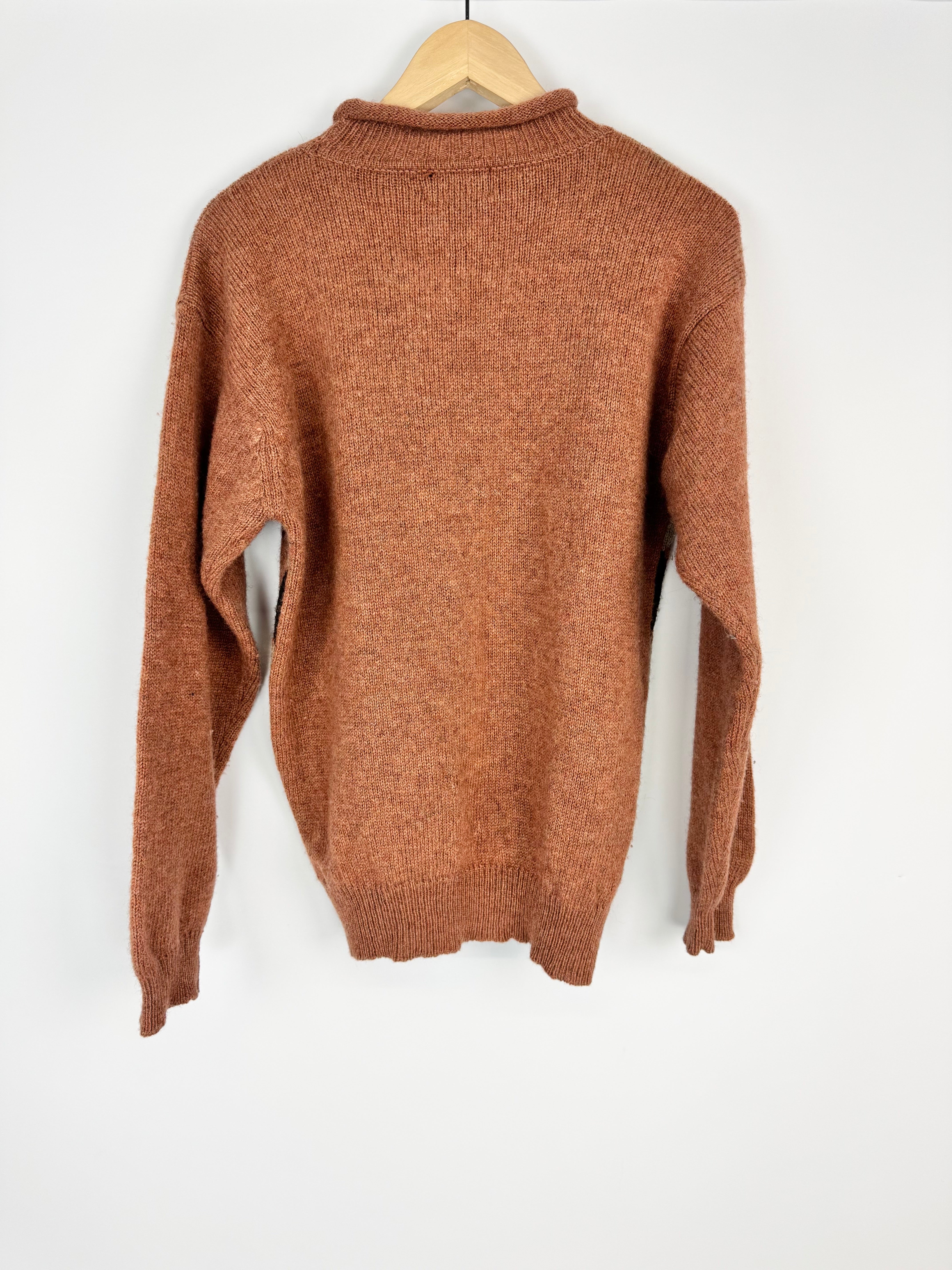 Onward Rust Diamond Pattern Wool Roll Neck Jumper - AU12