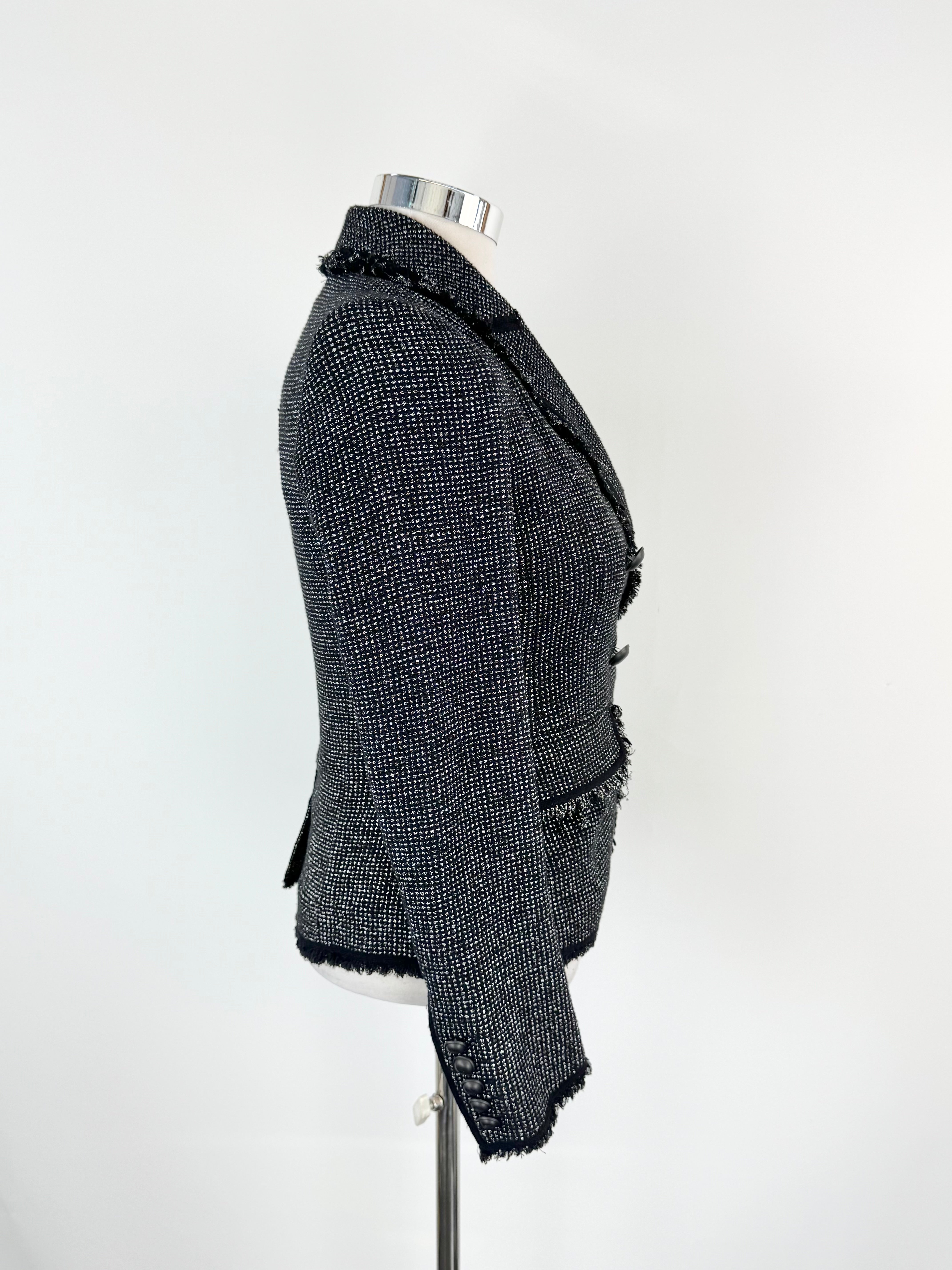 Veronica Beard Black & Silver Woven Blazer - AU12