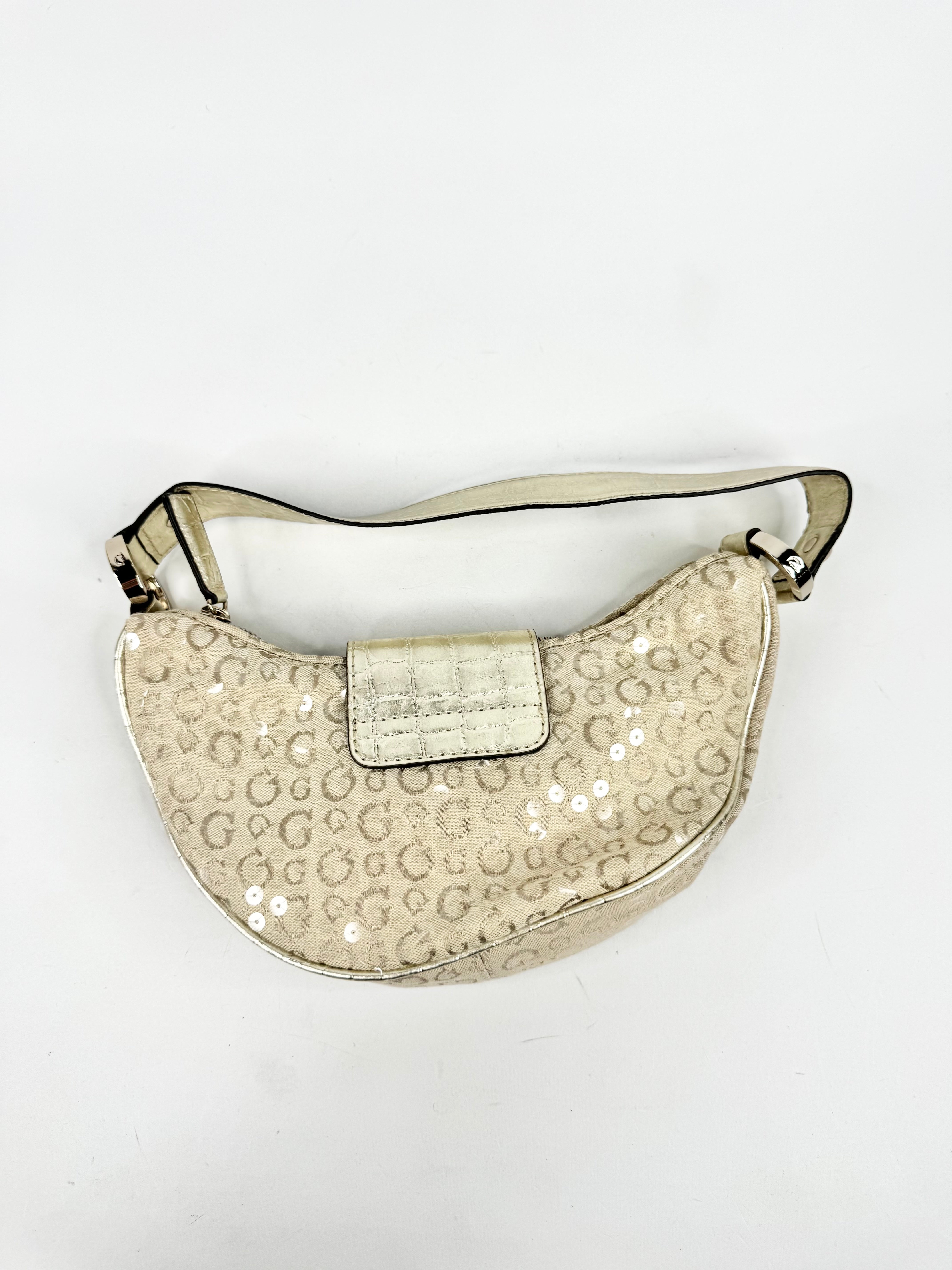 Guess Pale Gold Sequin Patterned Baguette