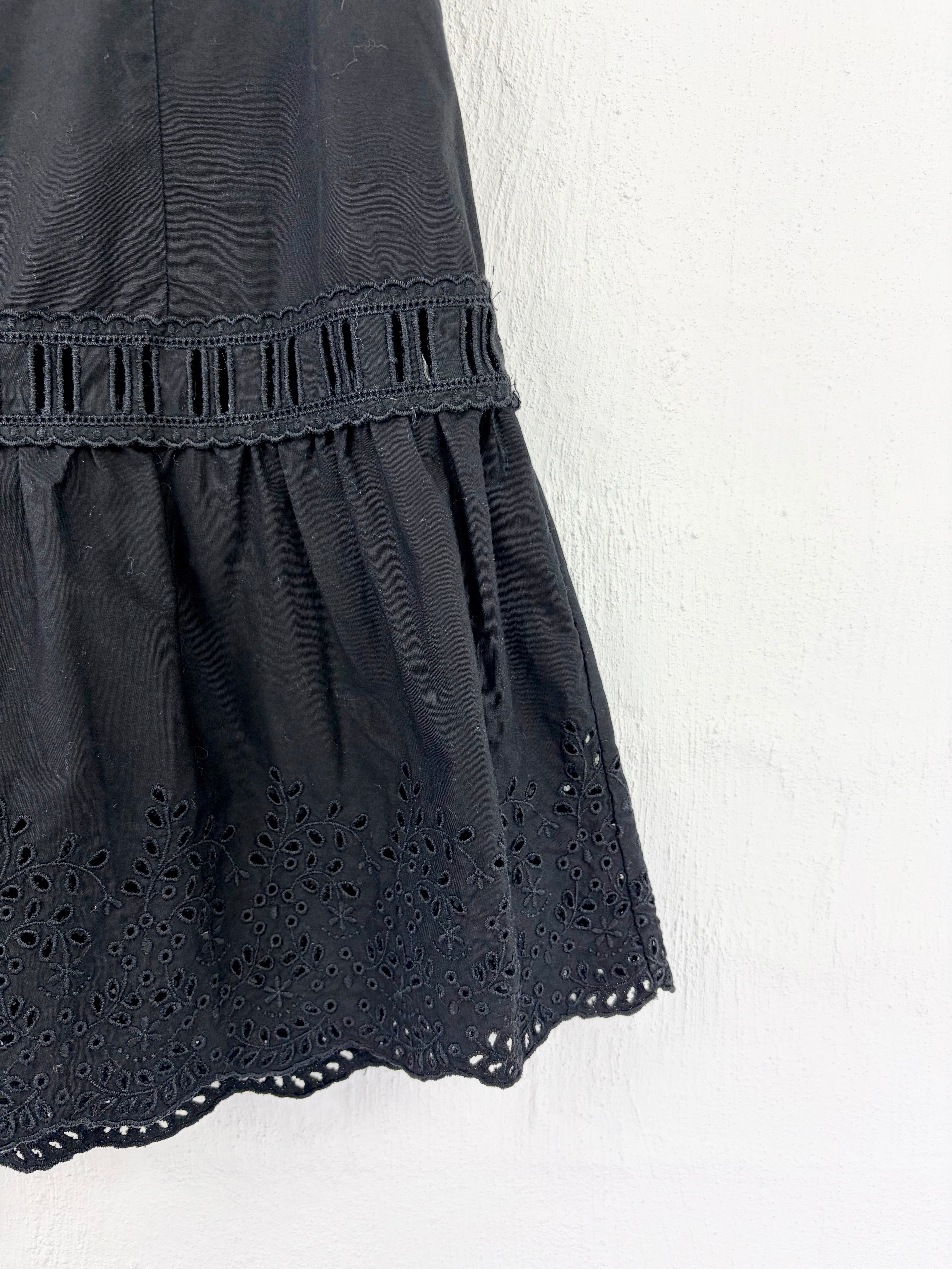 Miu Miu Black Broderie Anglais Cotton Skirt - AU8/10
