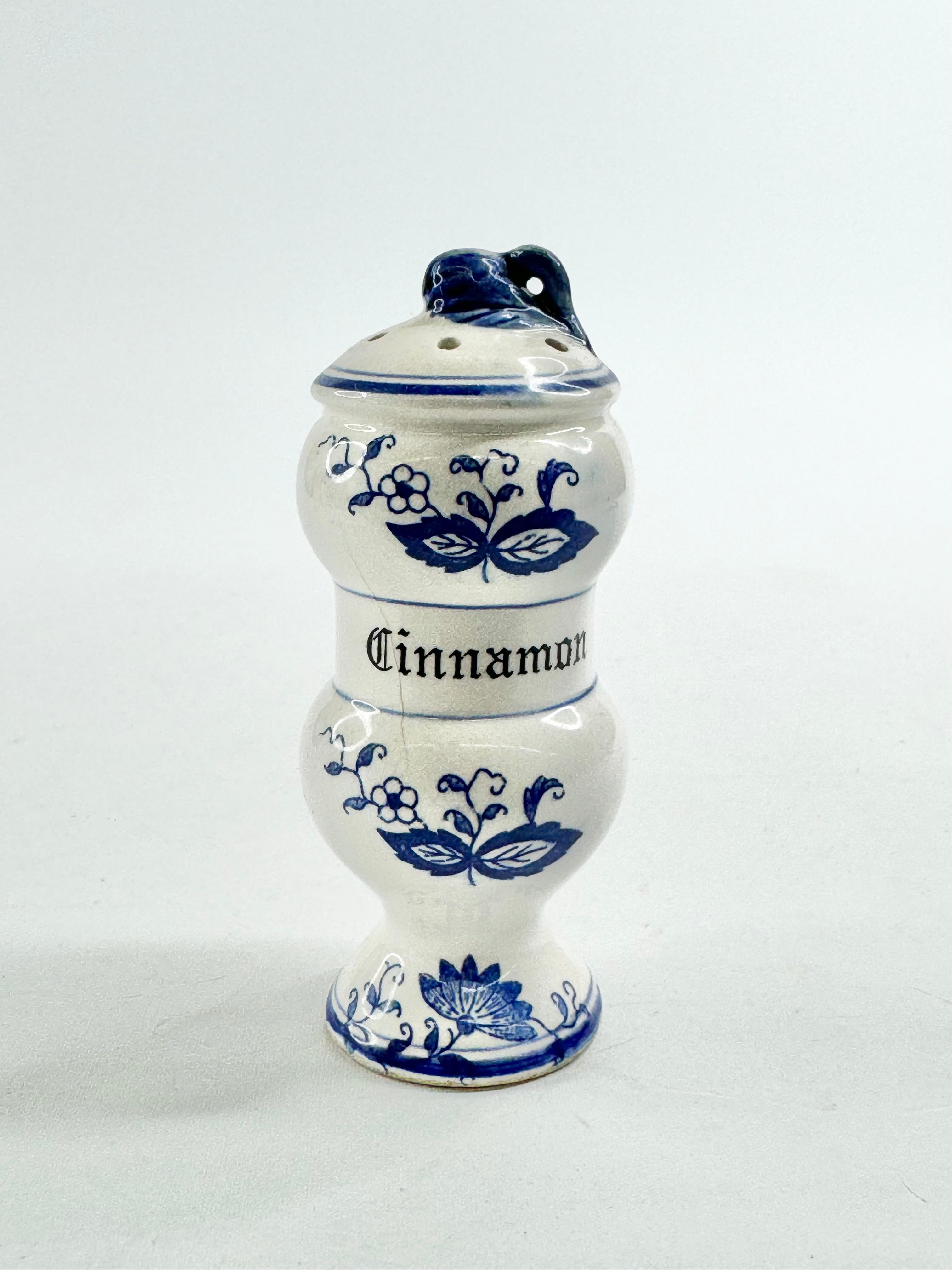 Vintage Blue Onion & White Floral Pattern Spice Jars