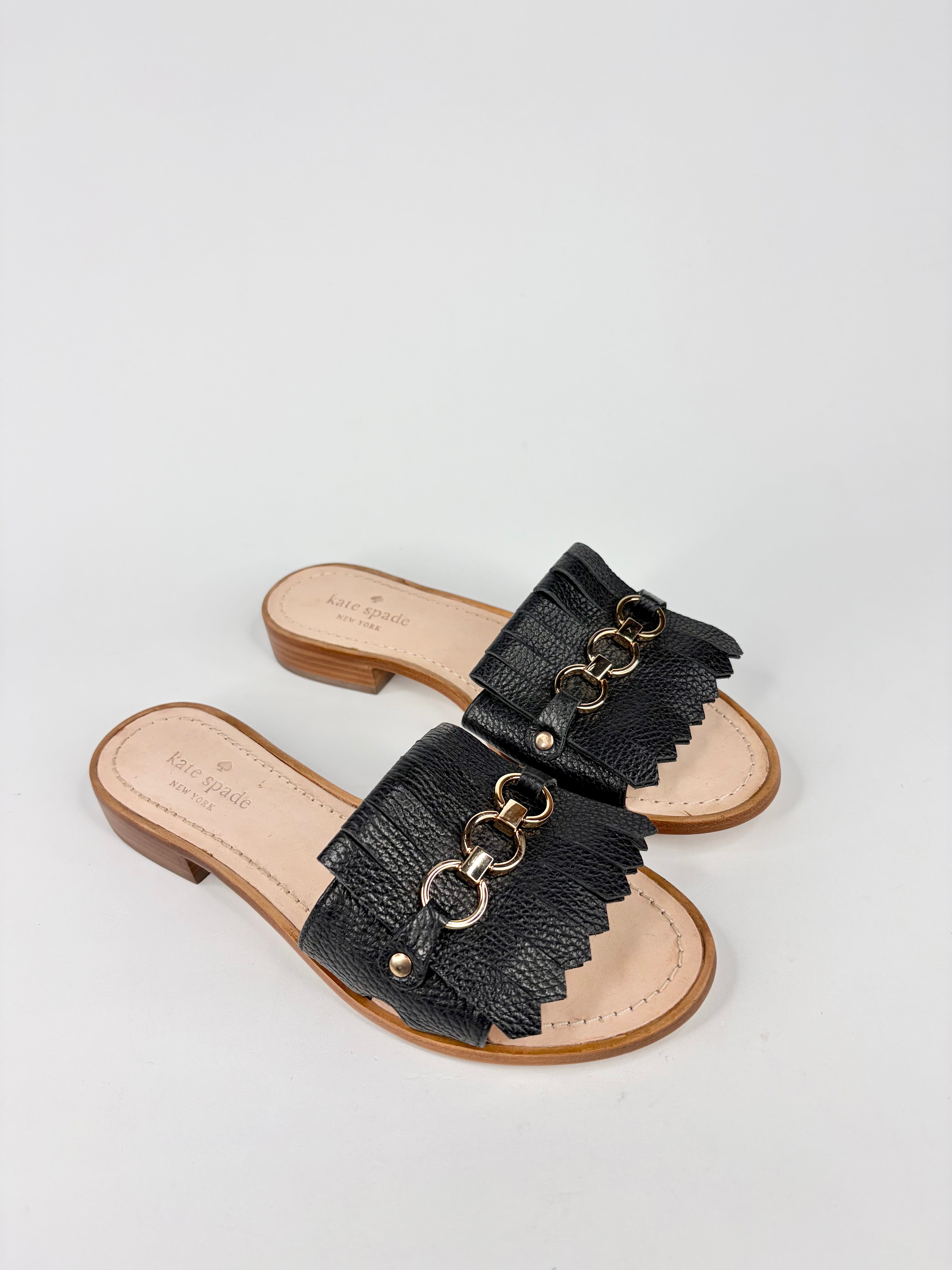 Kate Spade Black Leather 'Brie' Slides NWT - EU38