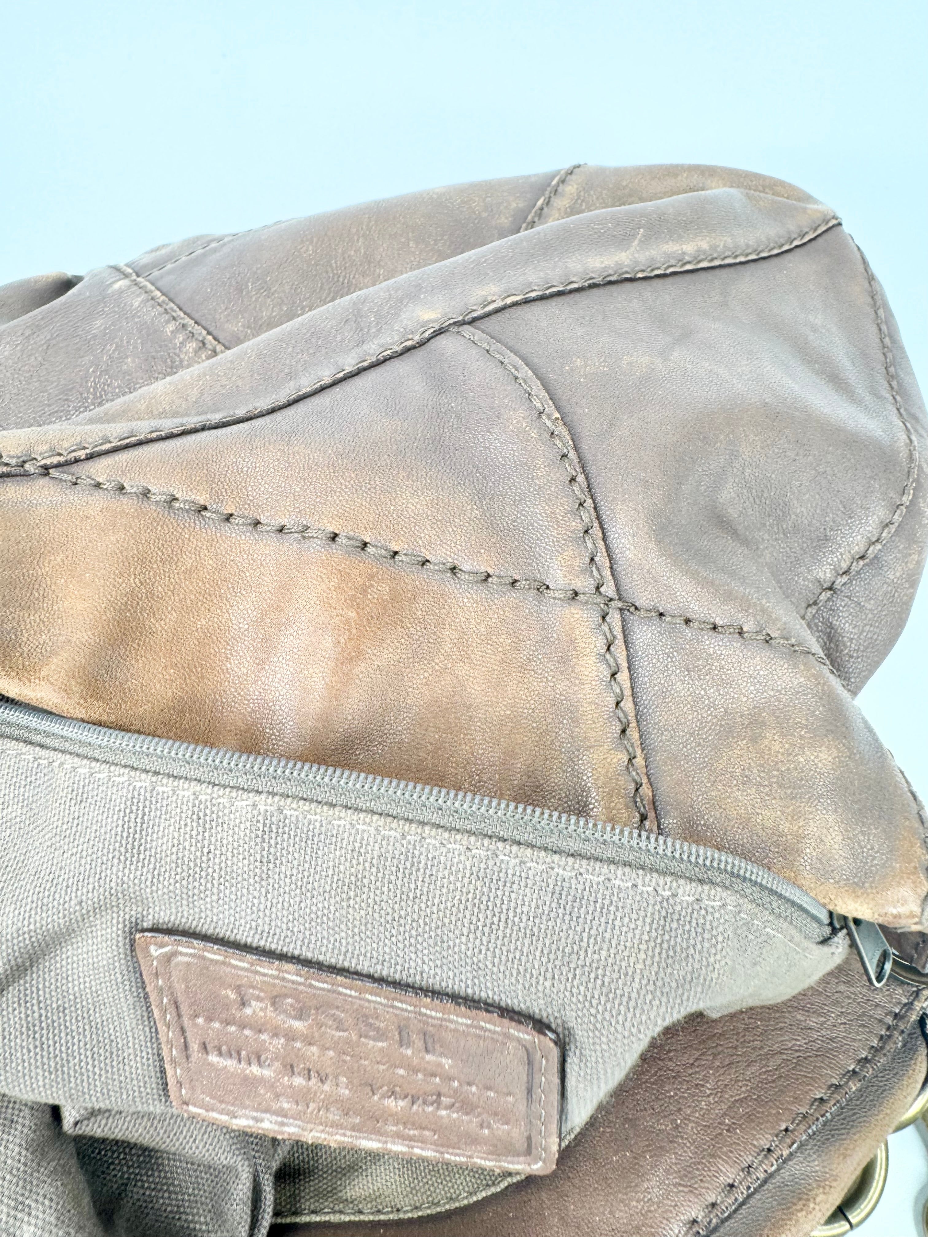 Fossil Brown Patchwork Shoulder Bag