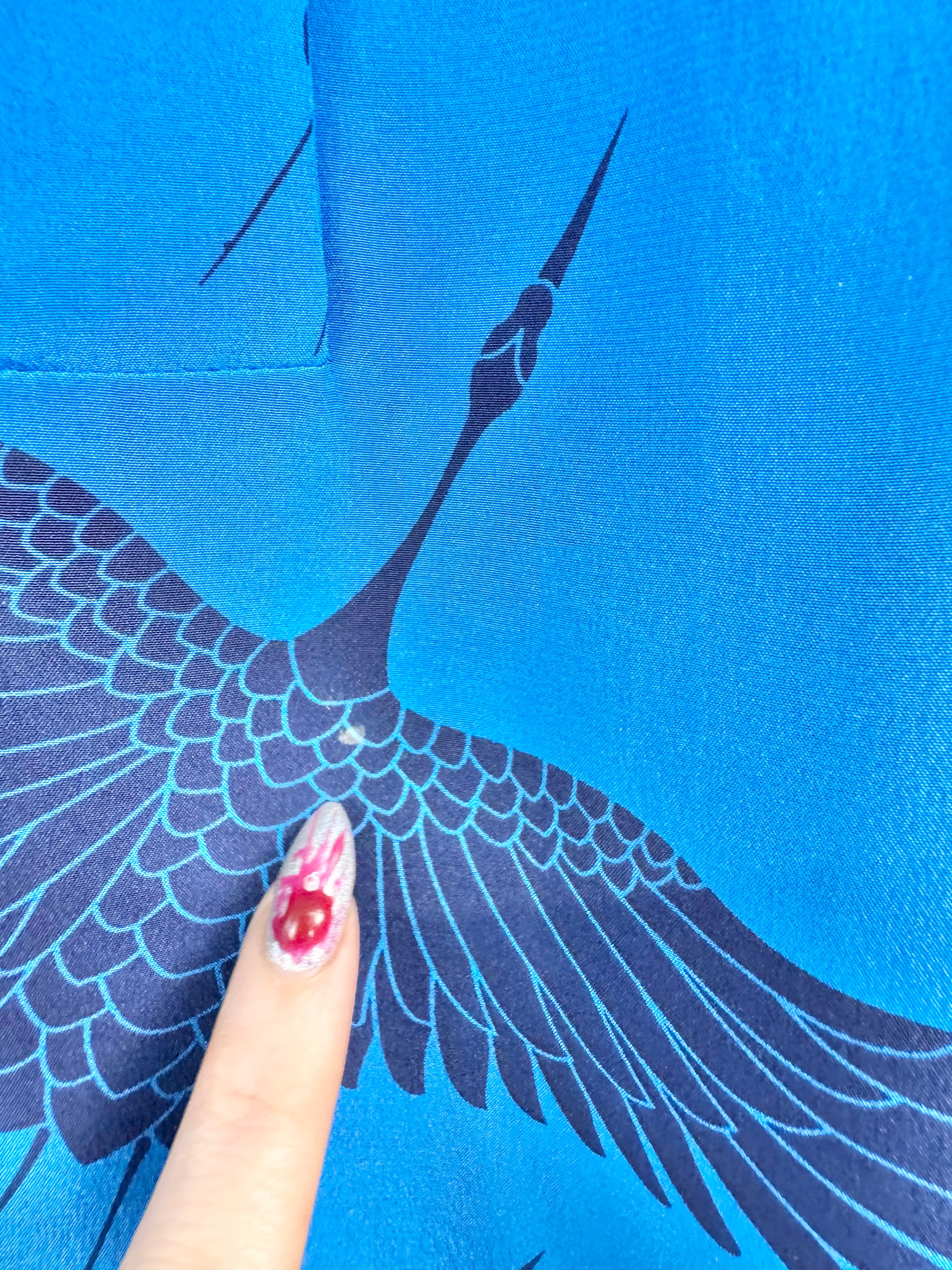 Sandro Paris Blue Crane Print Silk Dress - AU8/10