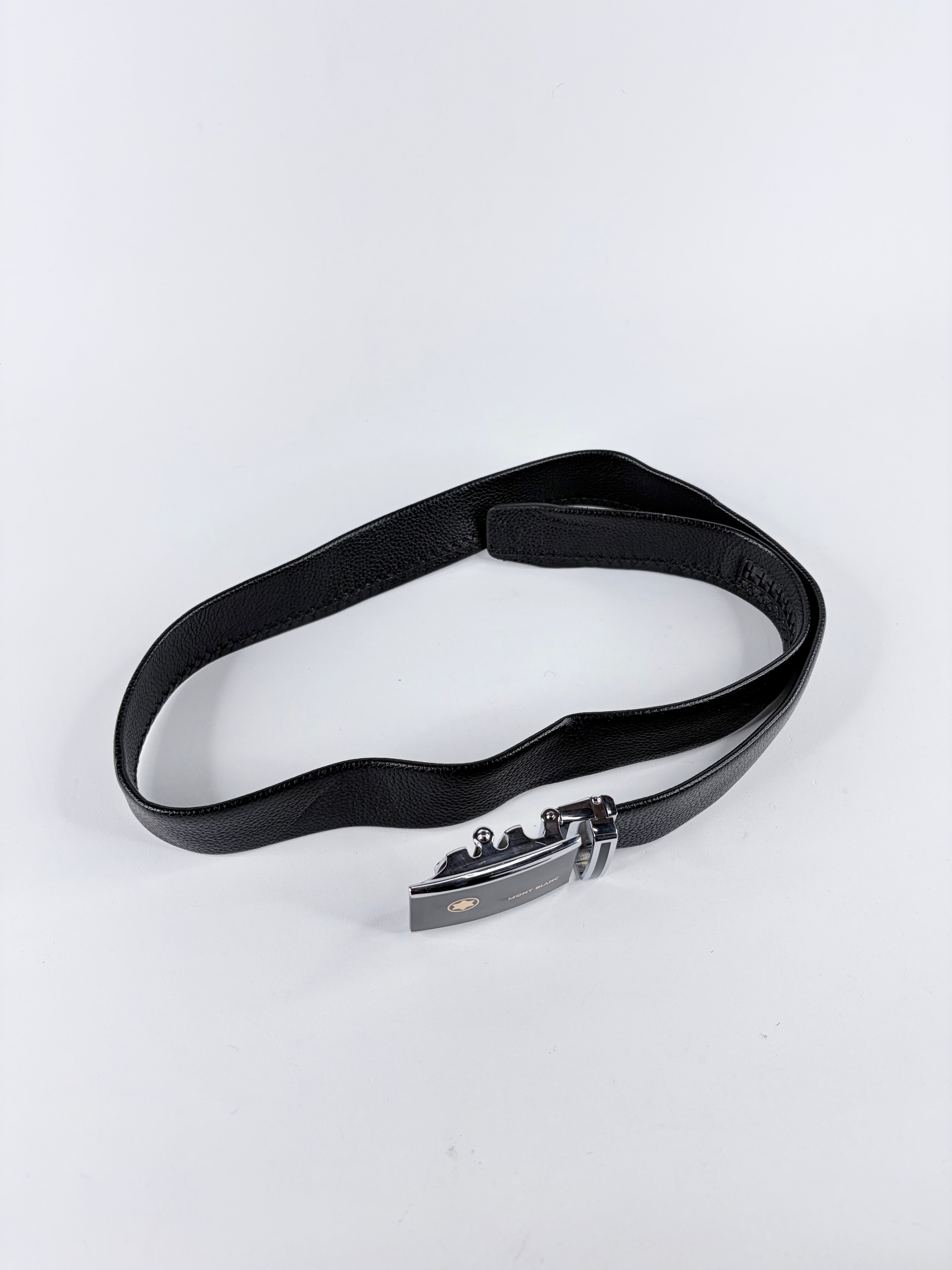 Montblanc Black Grained Black Leather Belt