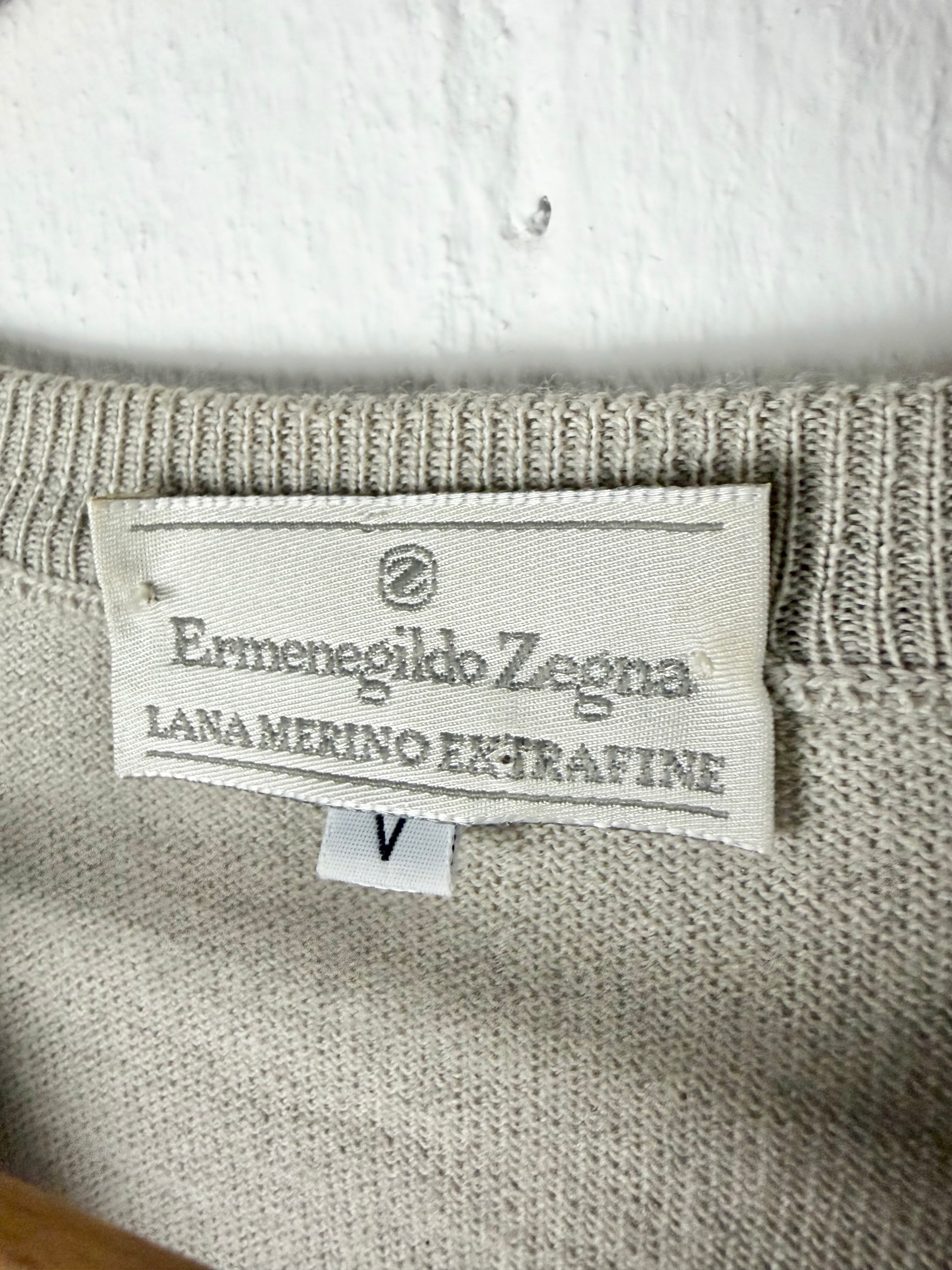 Ermenegildo Zegna Cement Merino V-Neck Sweater - L