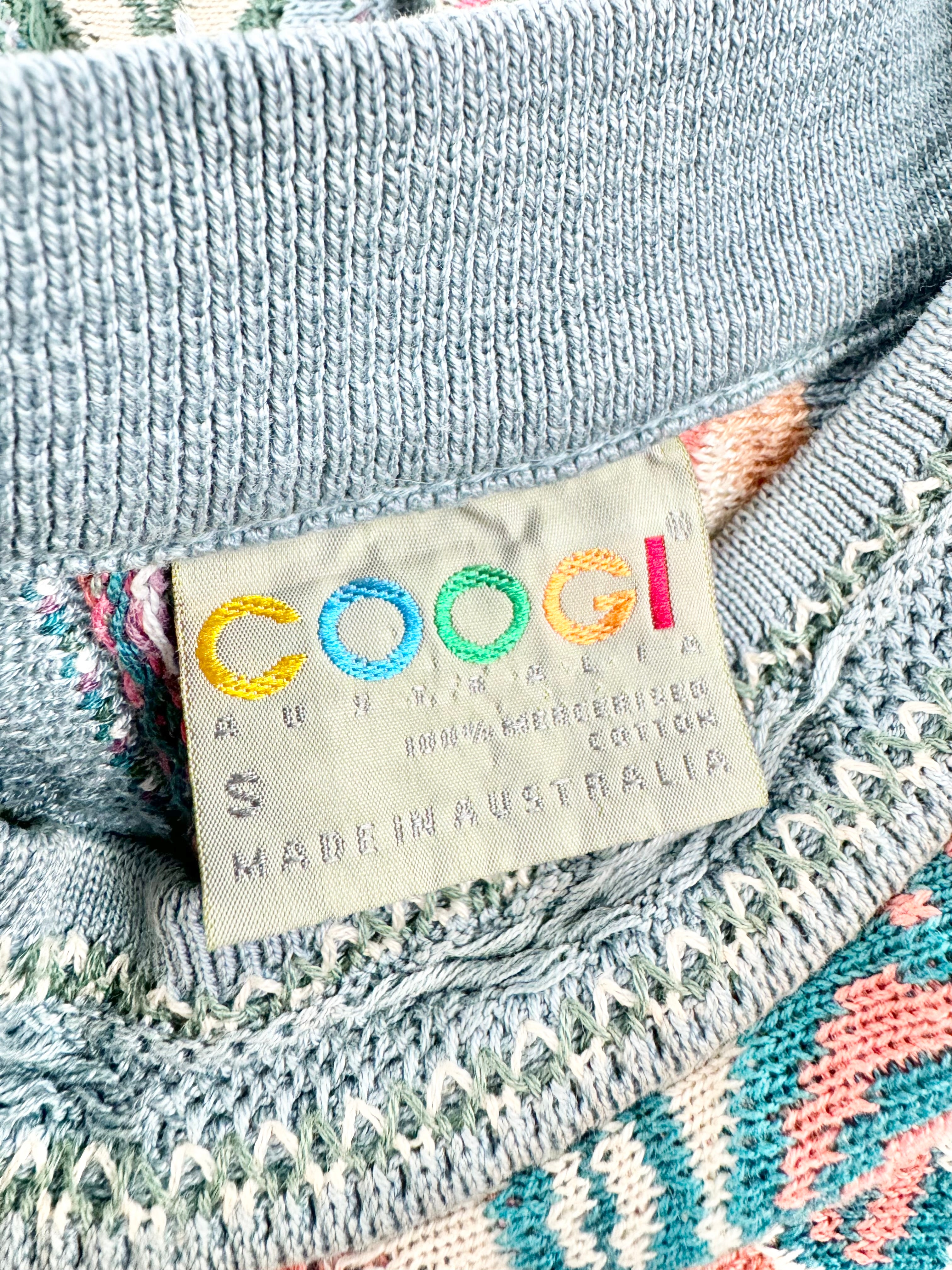 Vintage Coogi Blue Half Length 3D Sweater - S/M