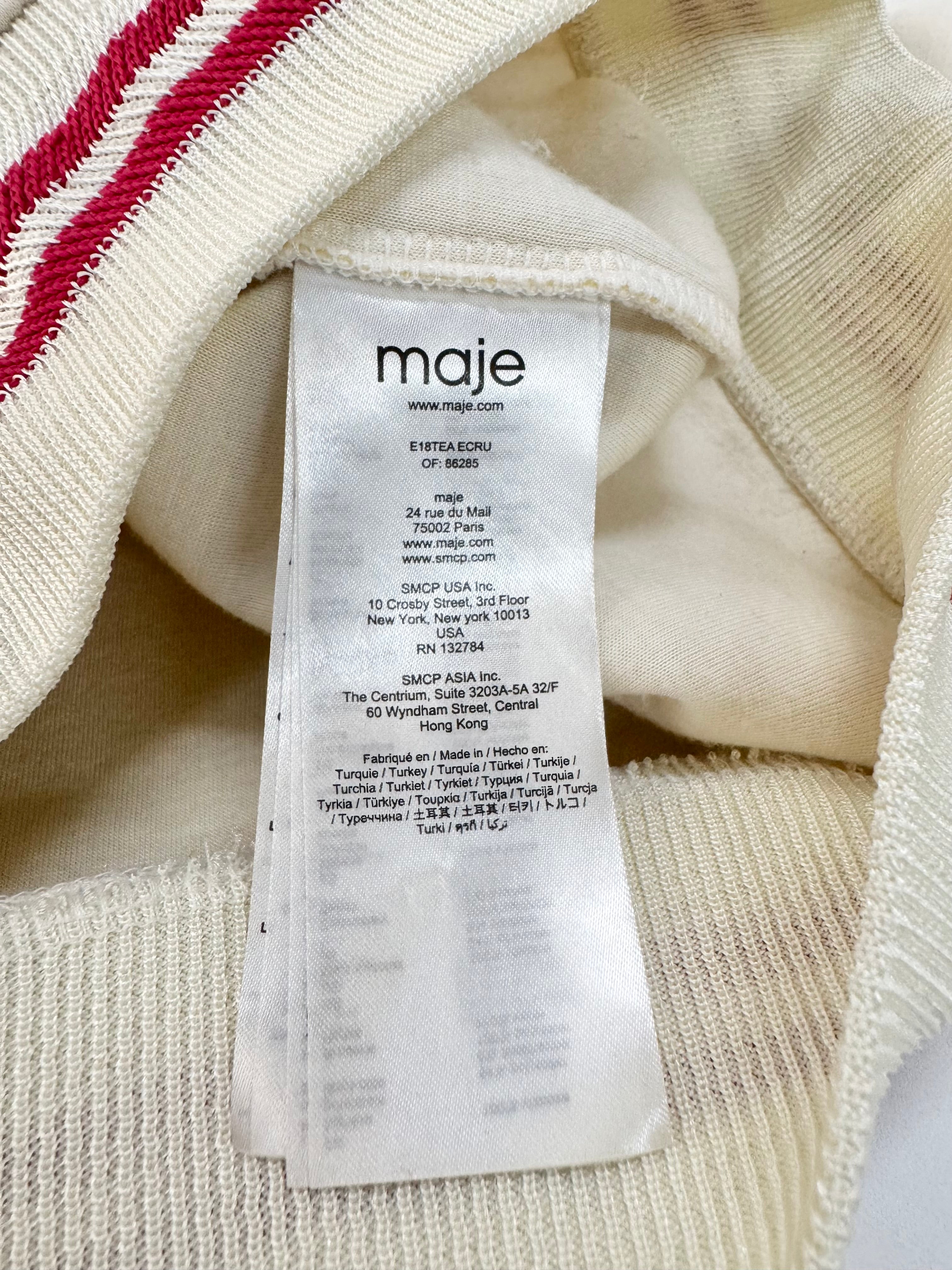 Maje Cream 'Butterfly 7' Embroidered Sweater - AU8/10
