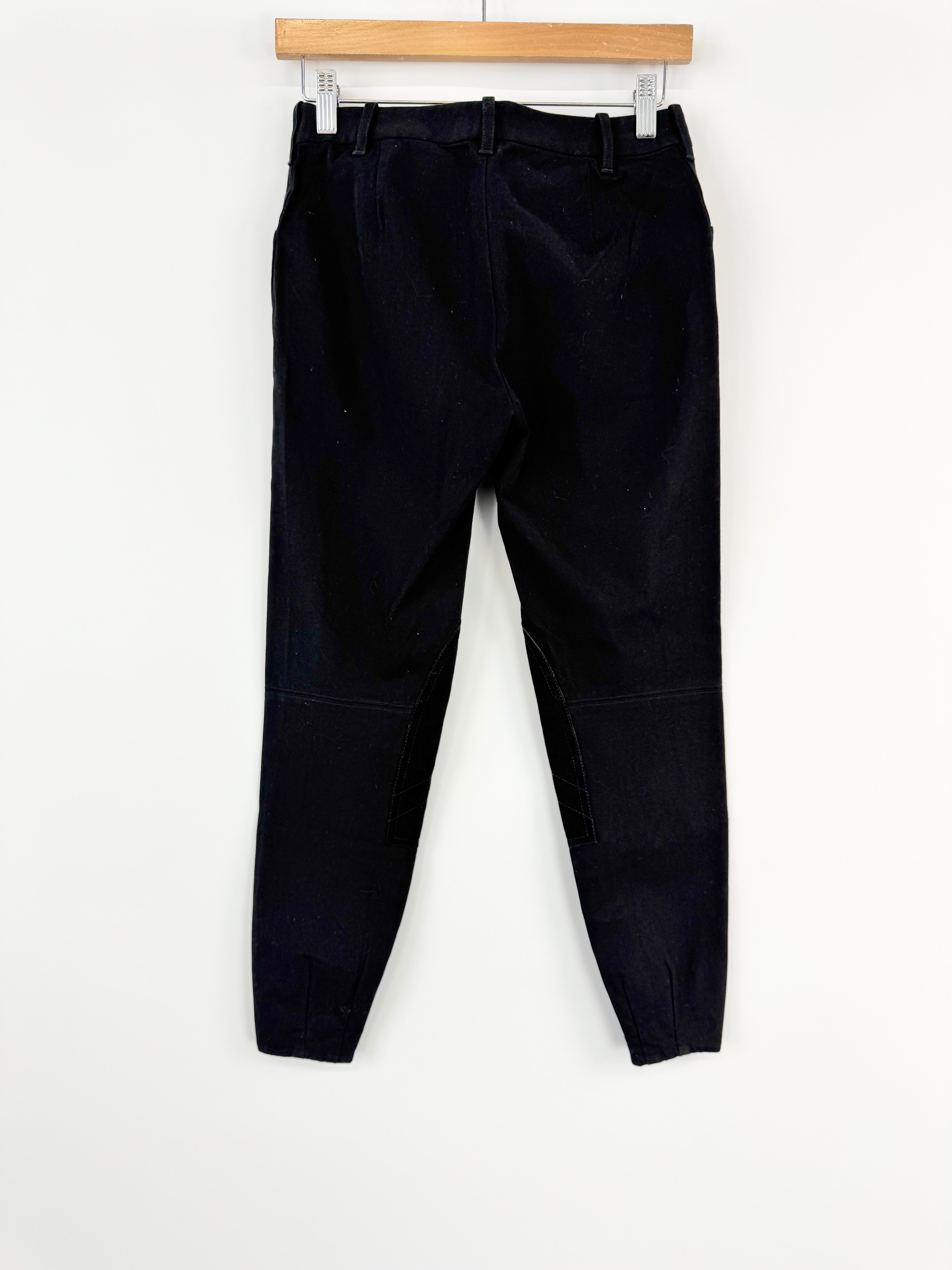Ralph Lauren Black Cotton Suede Panel Jodhpurs - AU6/8