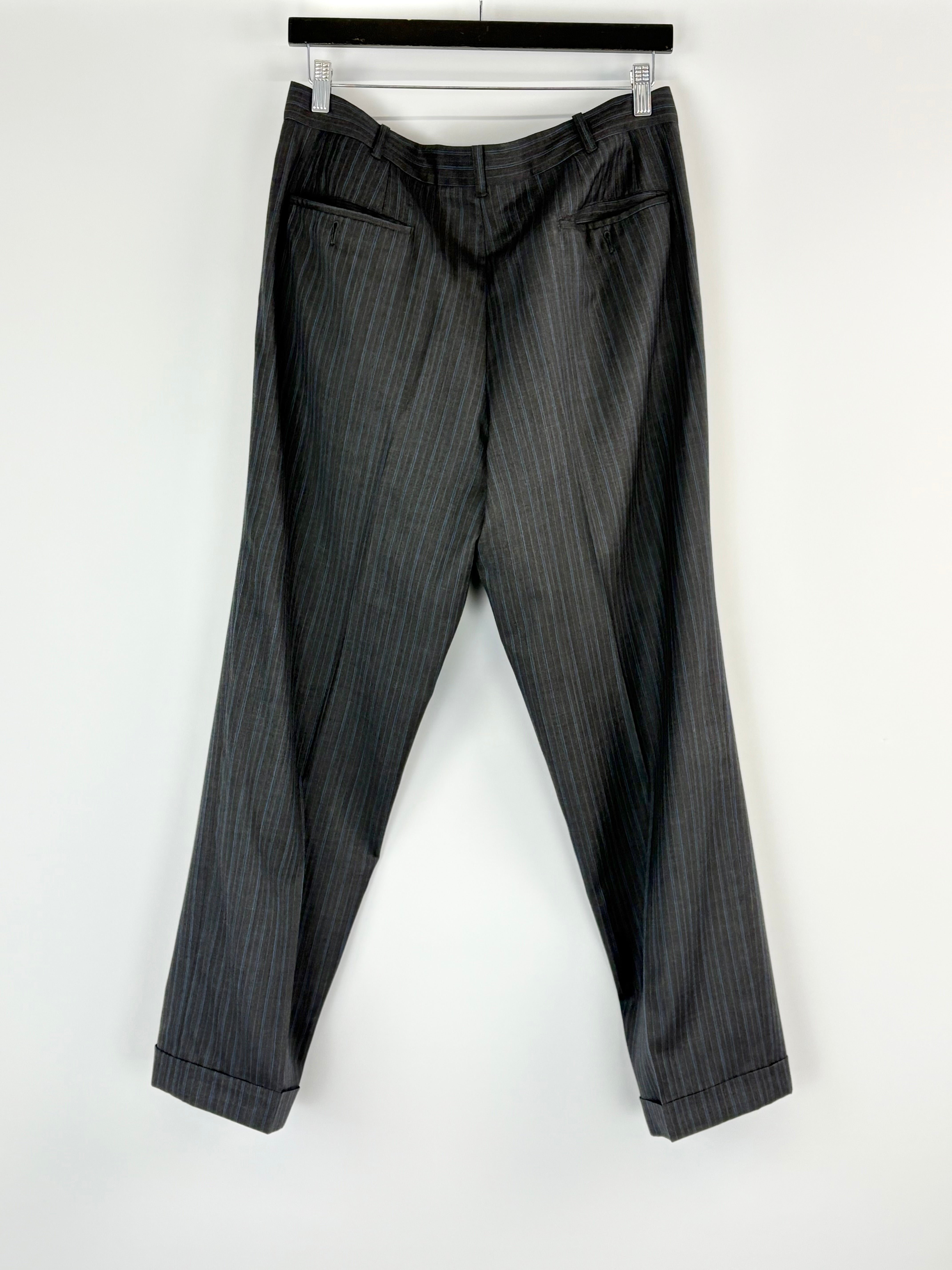 Canali for Saks Fifth Avenue Charcoal Striped Wool 2pc Suit - 52R