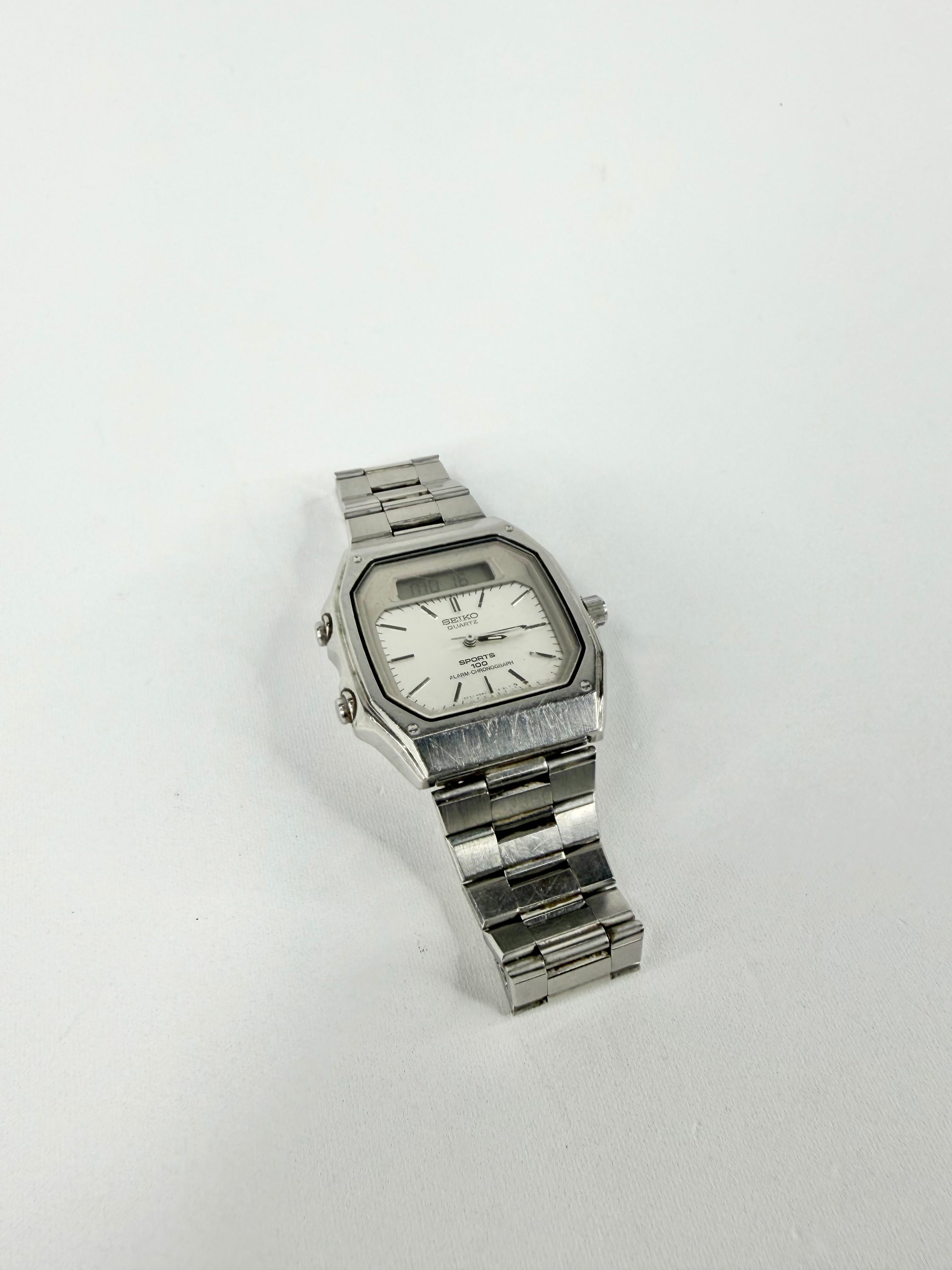 Vintage Seiko Sports 100 Alarm Chronograph Watch